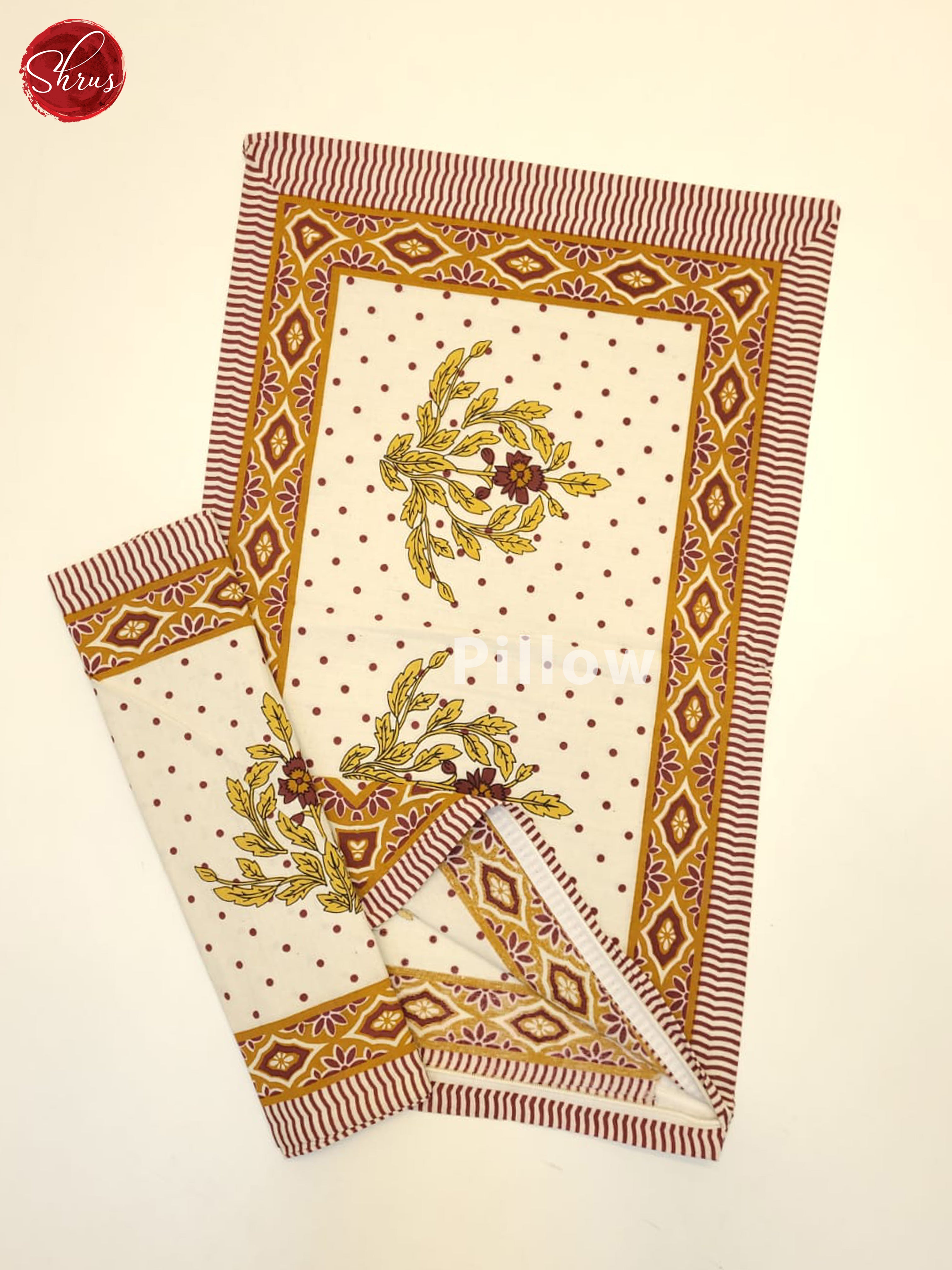 Cream And Mustard- Jaipuri block printed double Bed spread - Shop on ShrusEternity.com