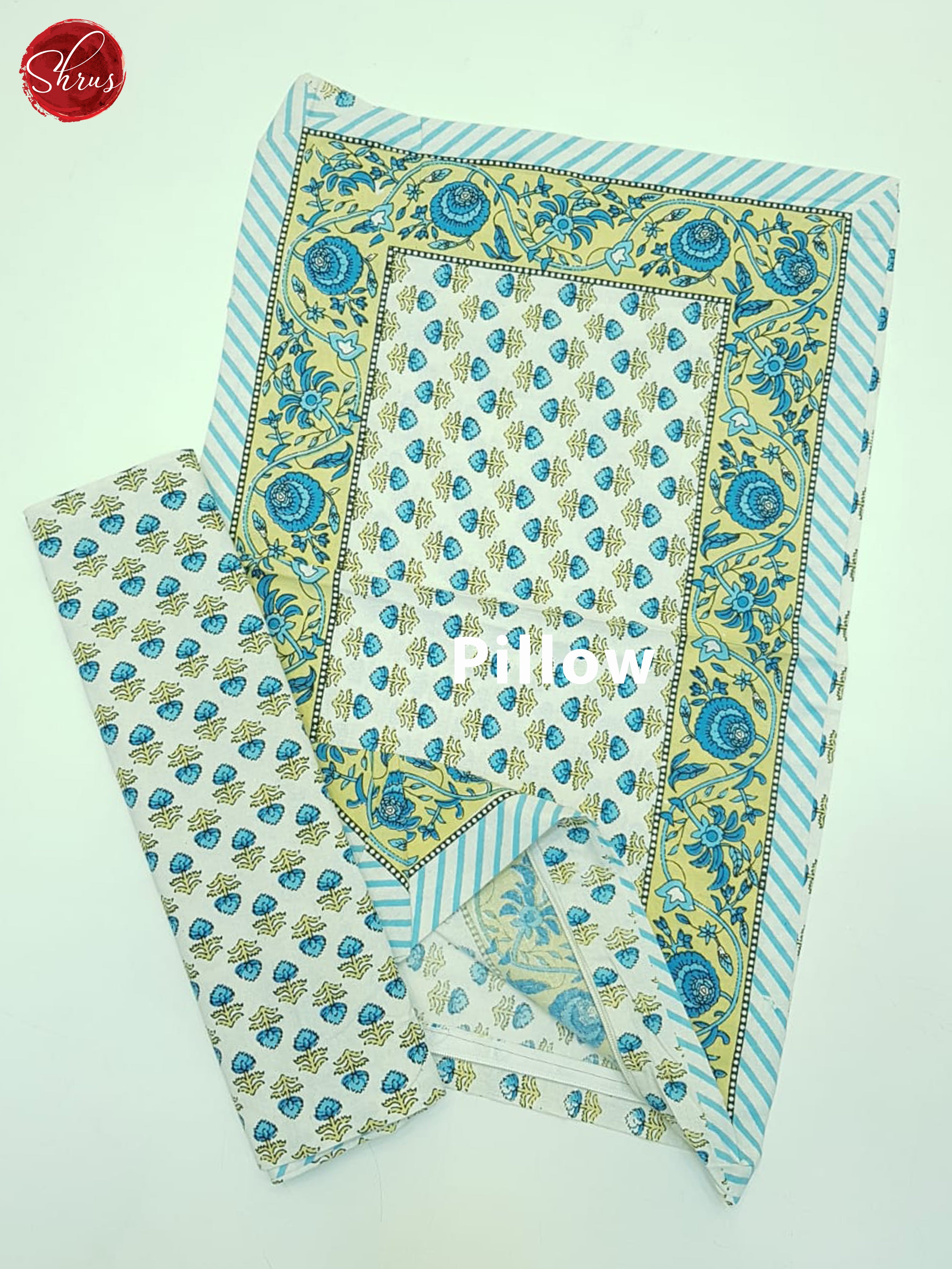 Cream And Blue - Jaipuri Block Printed Bed Spread - Shop on ShrusEternity.com