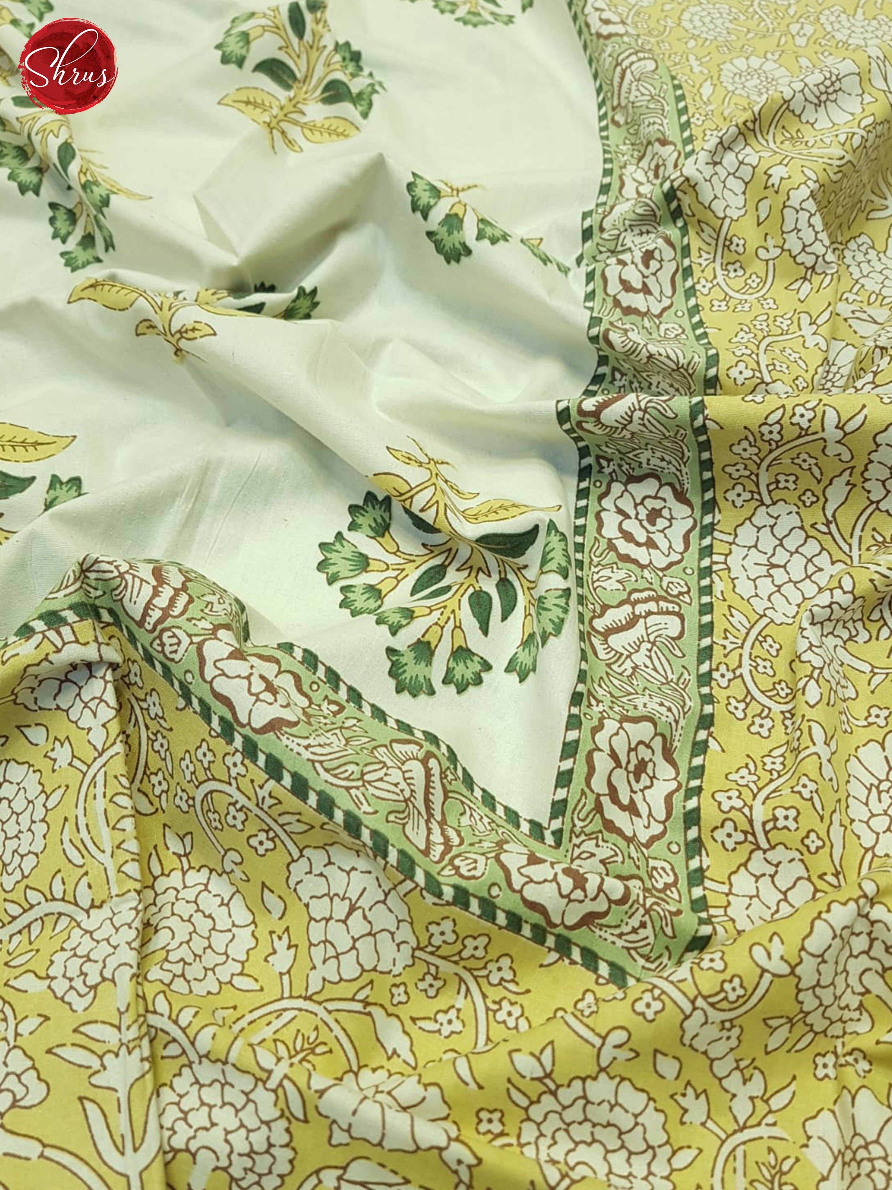 Cream And Light Yellow- Jaipuri Block Printed Bedsheet - Shop on ShrusEternity.com