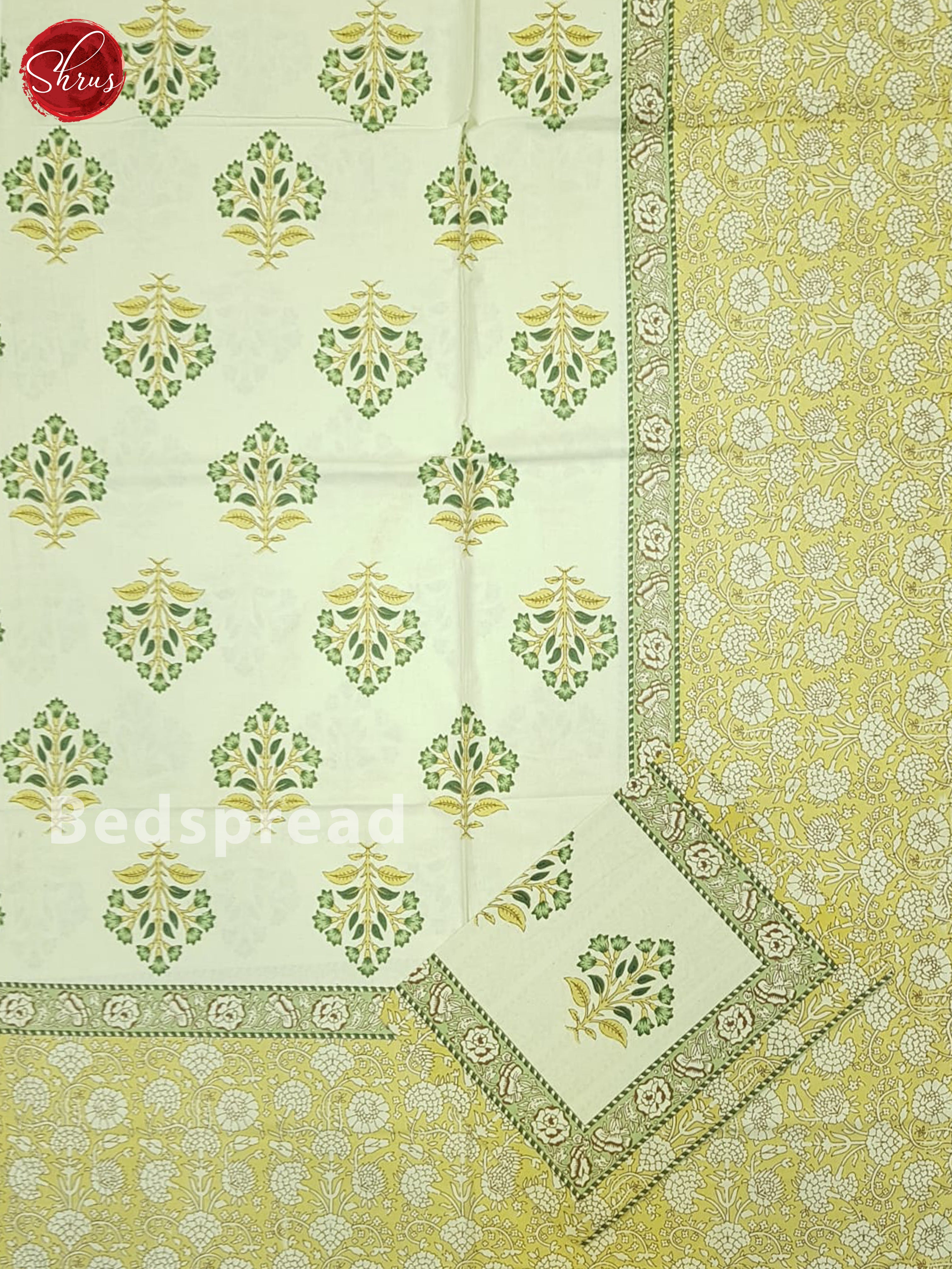 Cream And Light Yellow- Jaipuri Block Printed Bedsheet - Shop on ShrusEternity.com