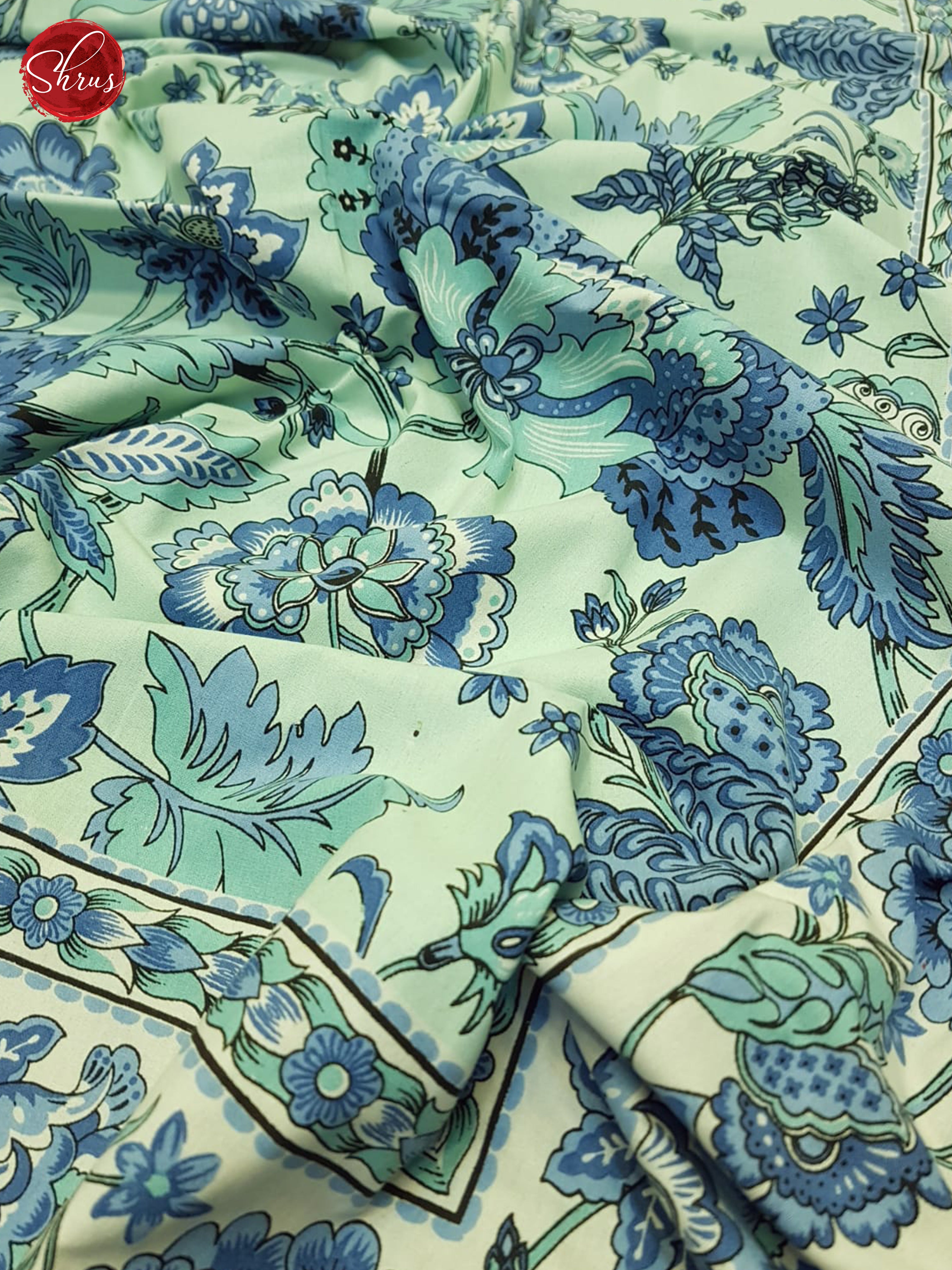 Cream & Blue- Jaipur Block Printed Cotton Bed SPread - Shop on ShrusEternity.com