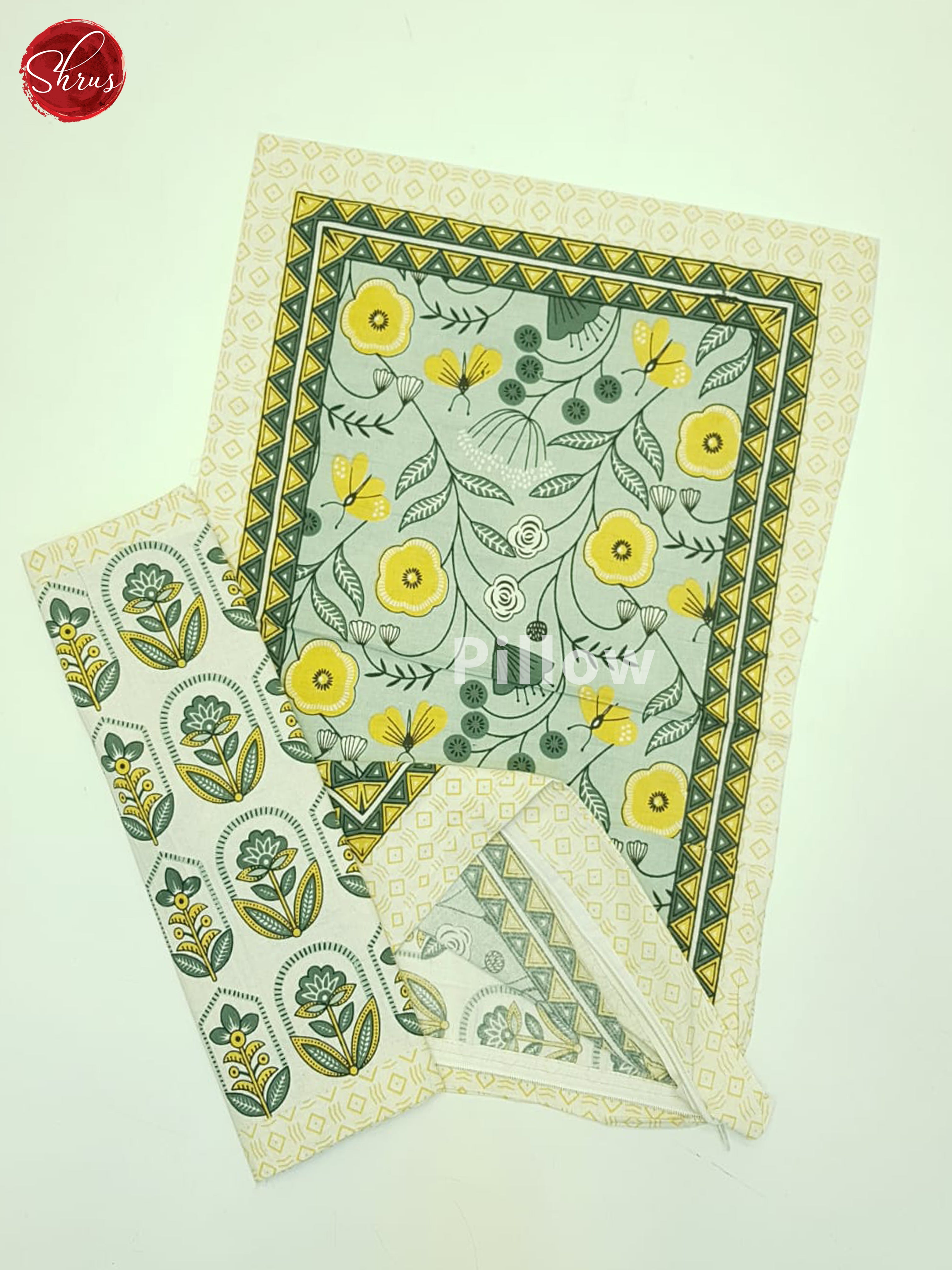 Pastel Green And Cream- Jaipuri Block Printed Bedspread - Shop on ShrusEternity.com
