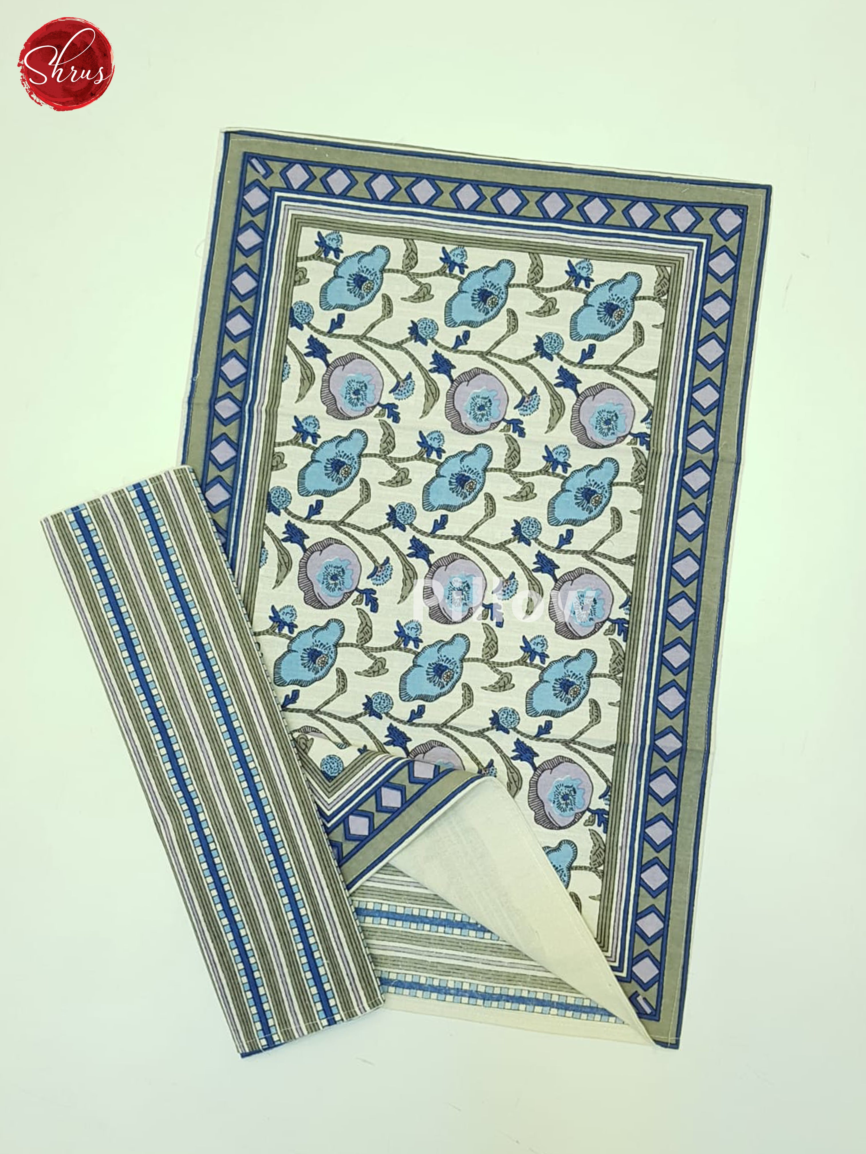 Cream And Purple-Jaipur Block Printed Double Bed Spread - Shop on ShrusEternity.com
