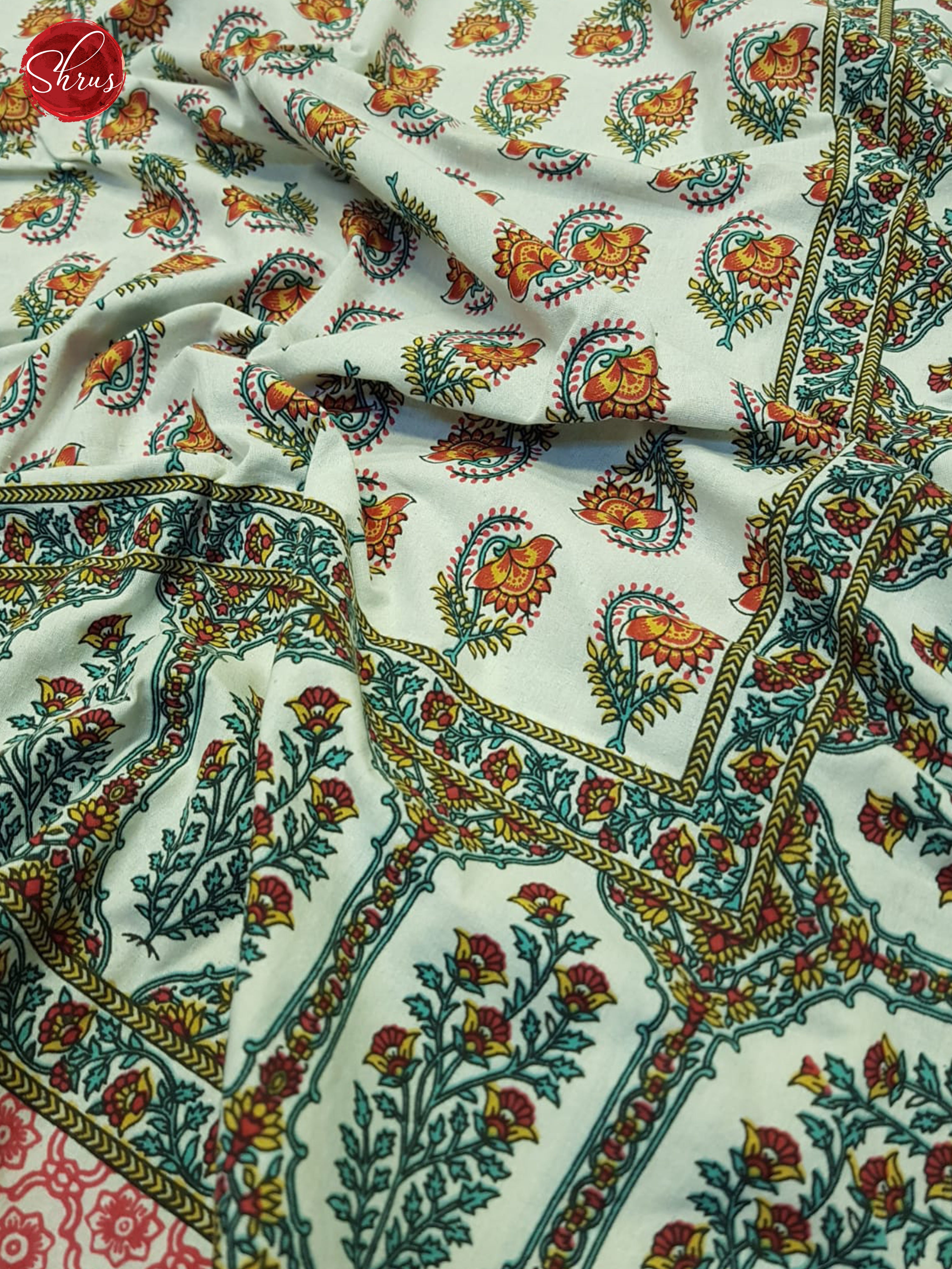 Cream And Pink- Jaipuri Block printed Cotton Double Bed Spread - Shop on ShrusEternity.com