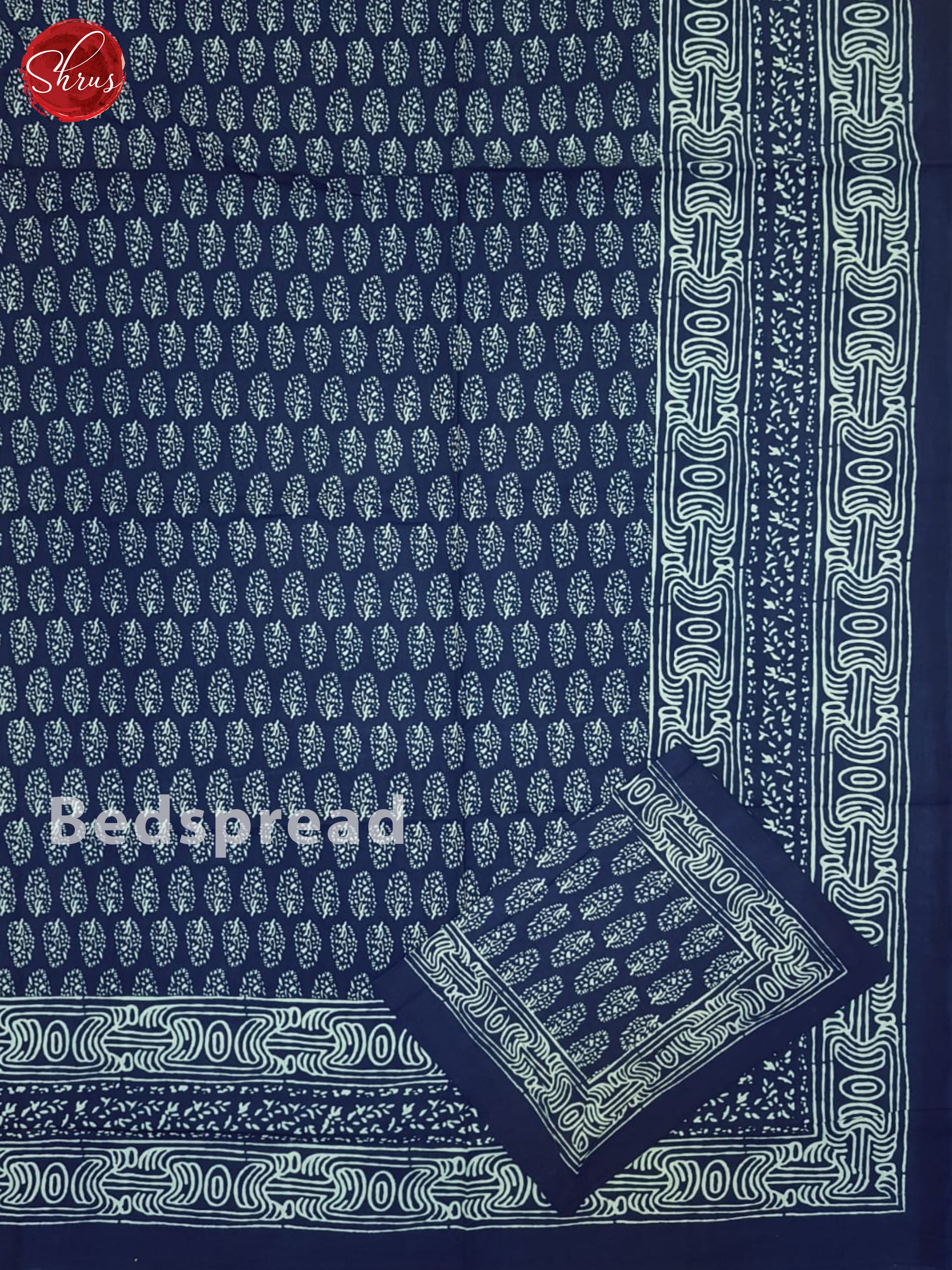 Blue-Jaipuri Block Printed Cotton Bed Spread - Shop on ShrusEternity.com