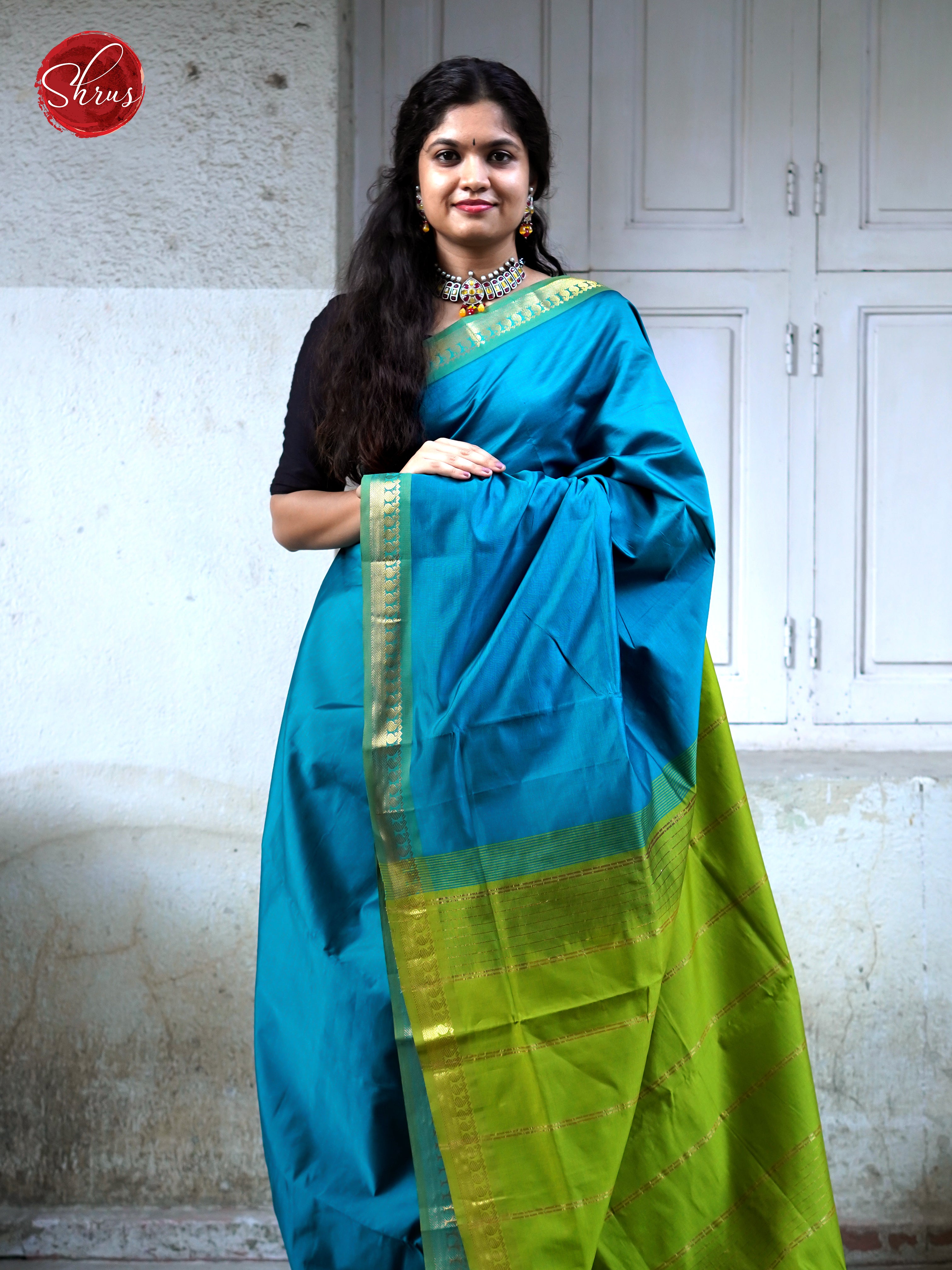 Blue & Green- Silk cotton-half pure Saree