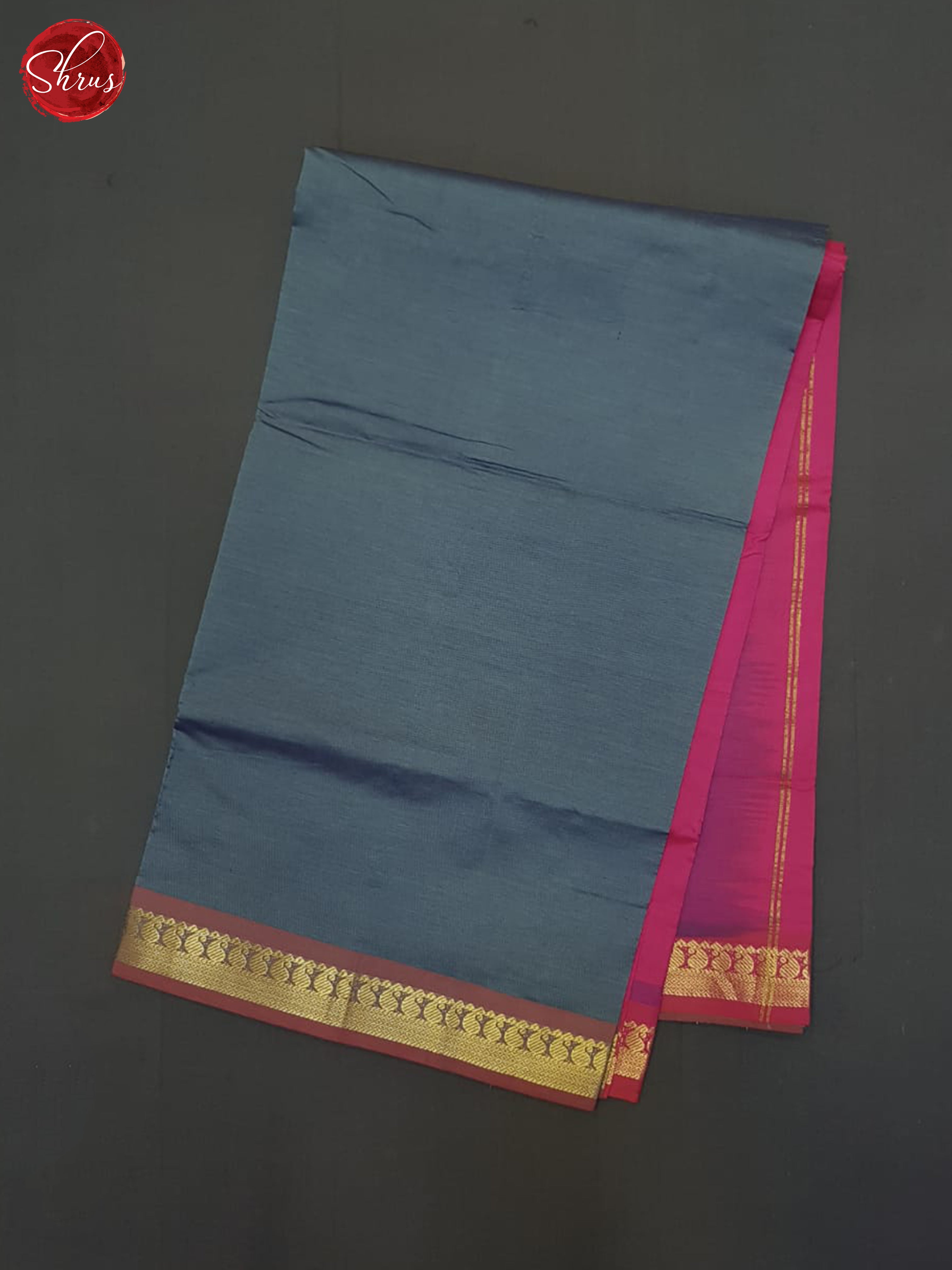 Grey And Pink- silk Cotton Half- pure Saree - Shop on ShrusEternity.com