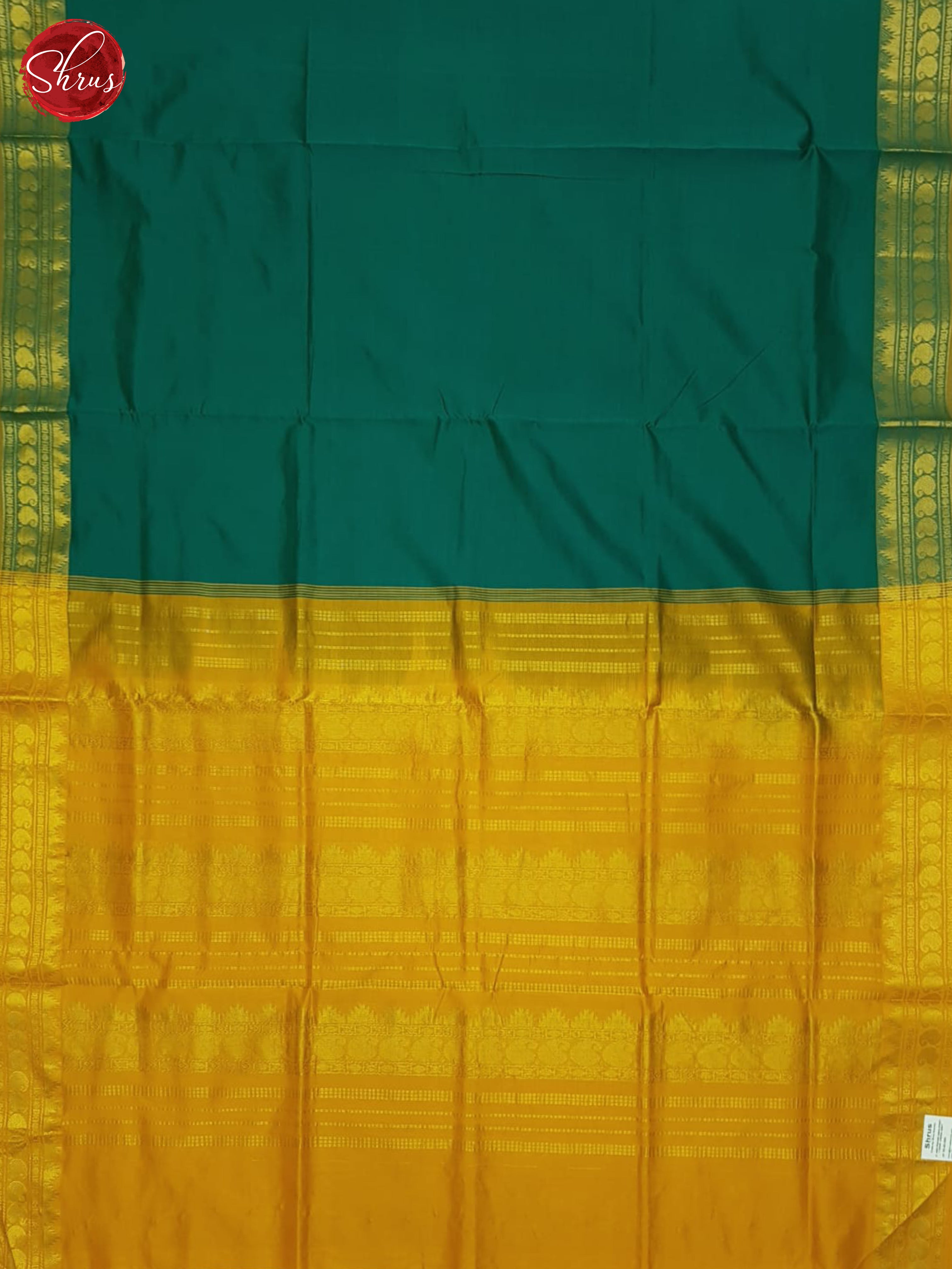 Green And Mustard-Silk cotton half-pure Saree - Shop on ShrusEternity.com