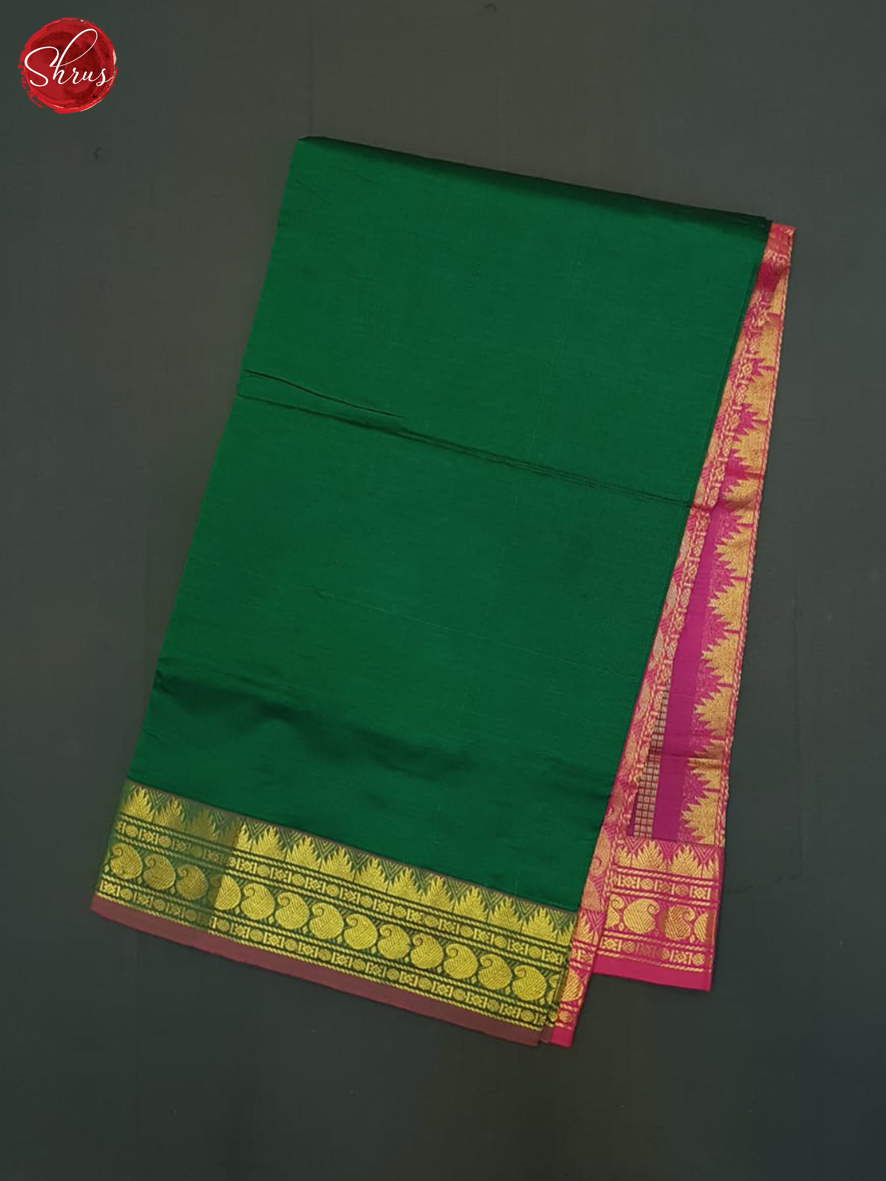 Green And Pink= Silk Cotton Half-pure Saree - Shop on ShrusEternity.com