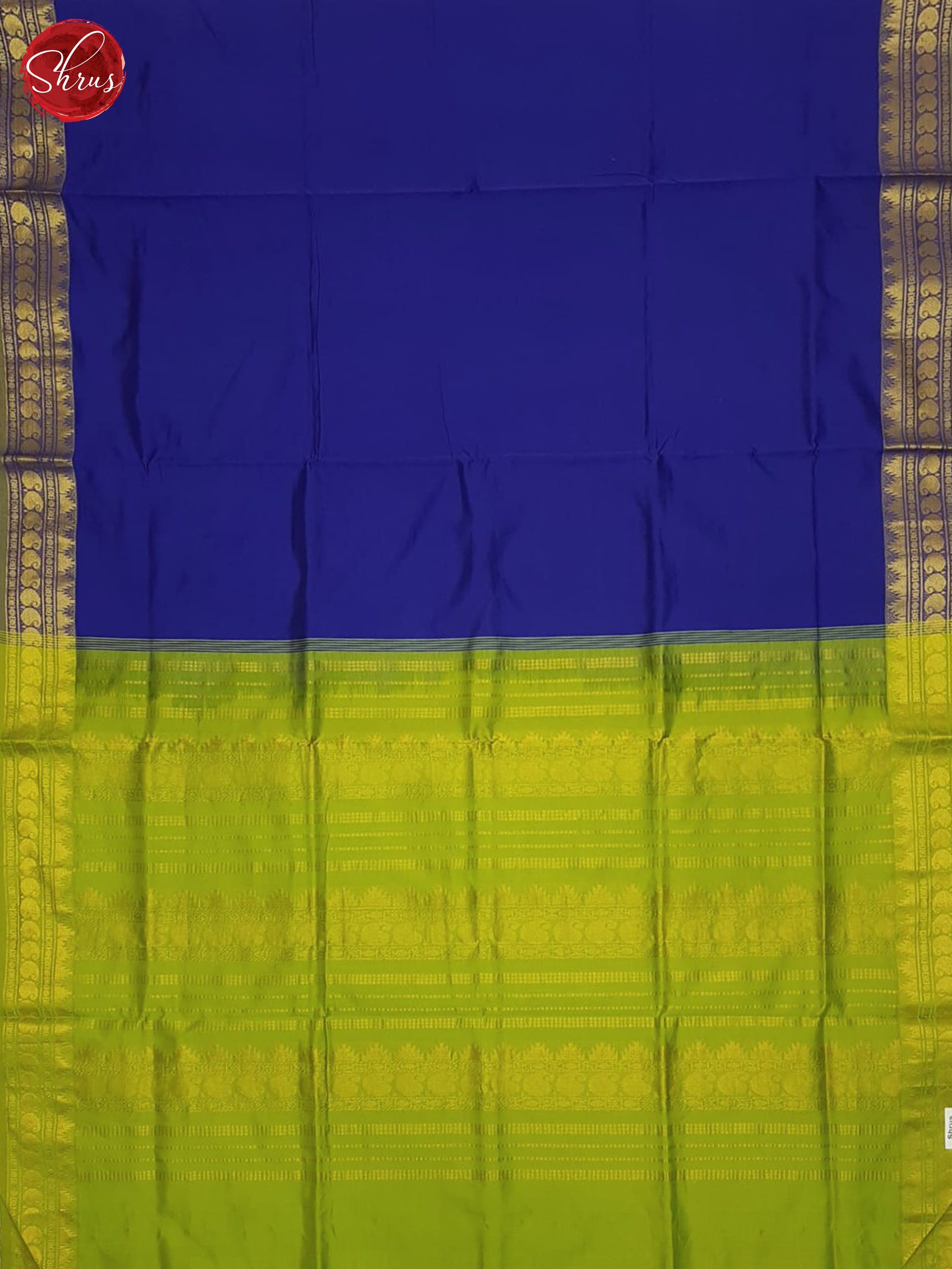 Blue And Green- Silk Cotton half-pure Saree - Shop on ShrusEternity.com