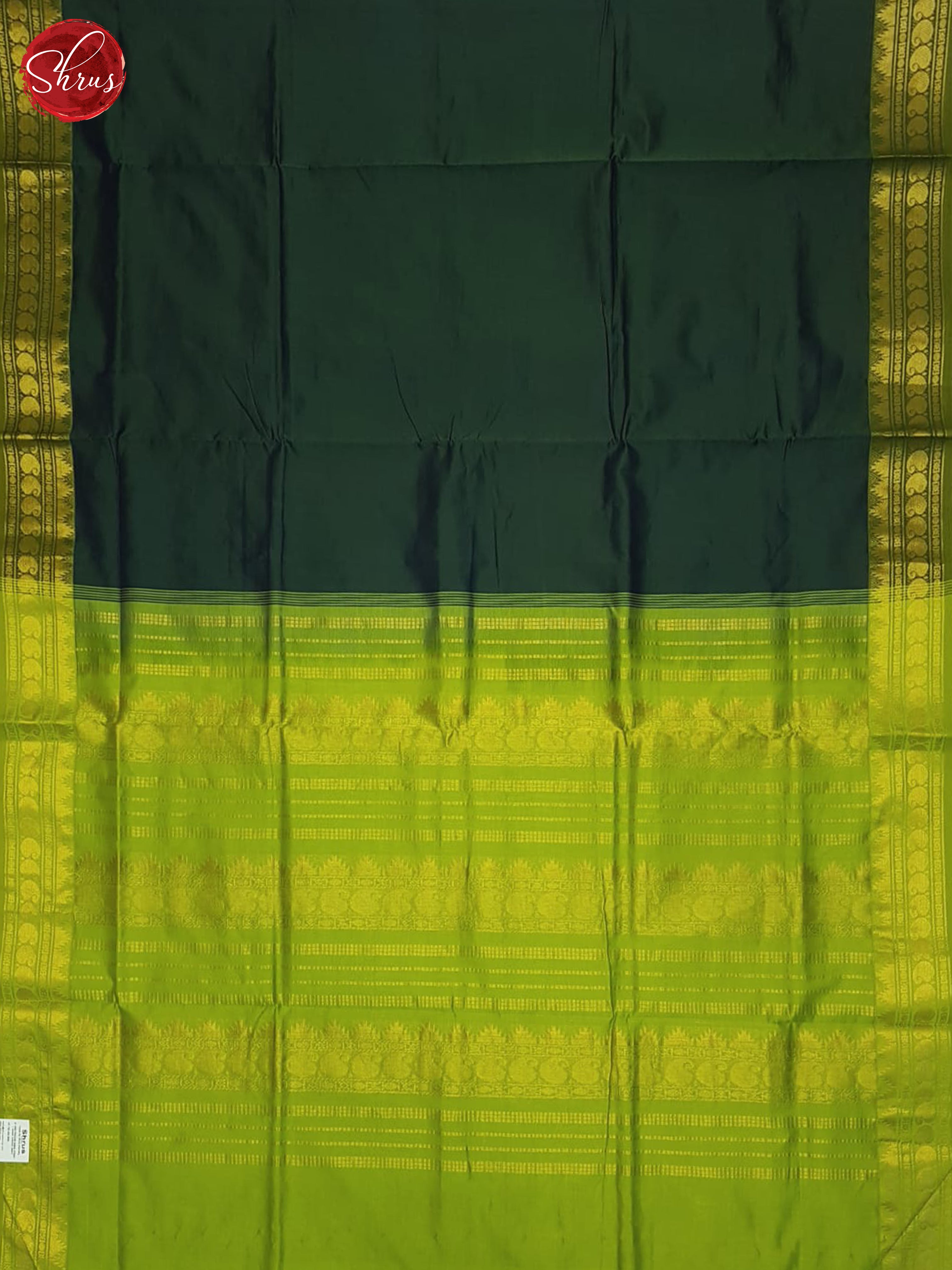 Green & Light Green - Silk Cotton Half-pure Saree - Shop on ShrusEternity.com