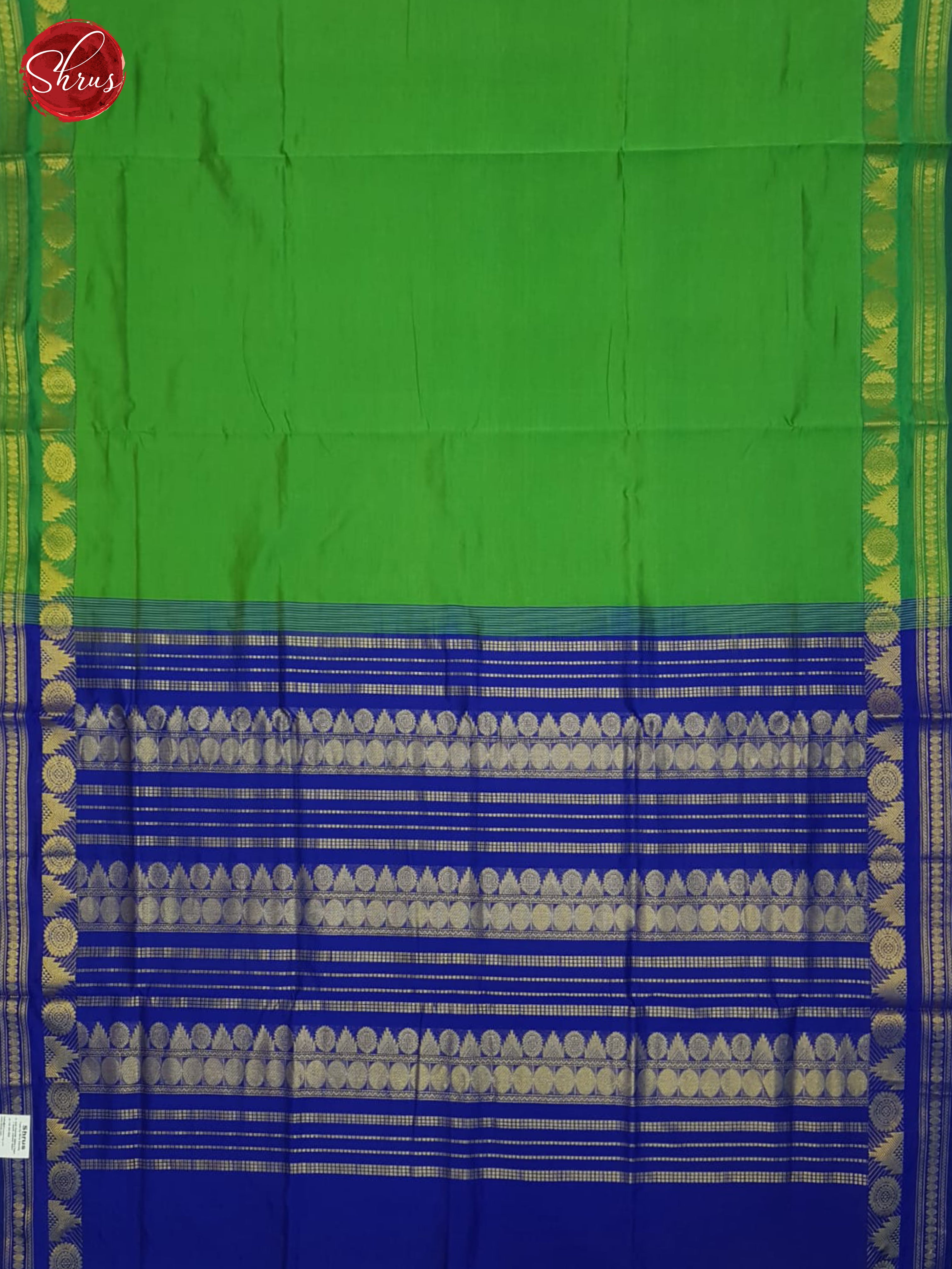 Green And Blue- Silk Cotton half-pure Saree - Shop on ShrusEternity.com