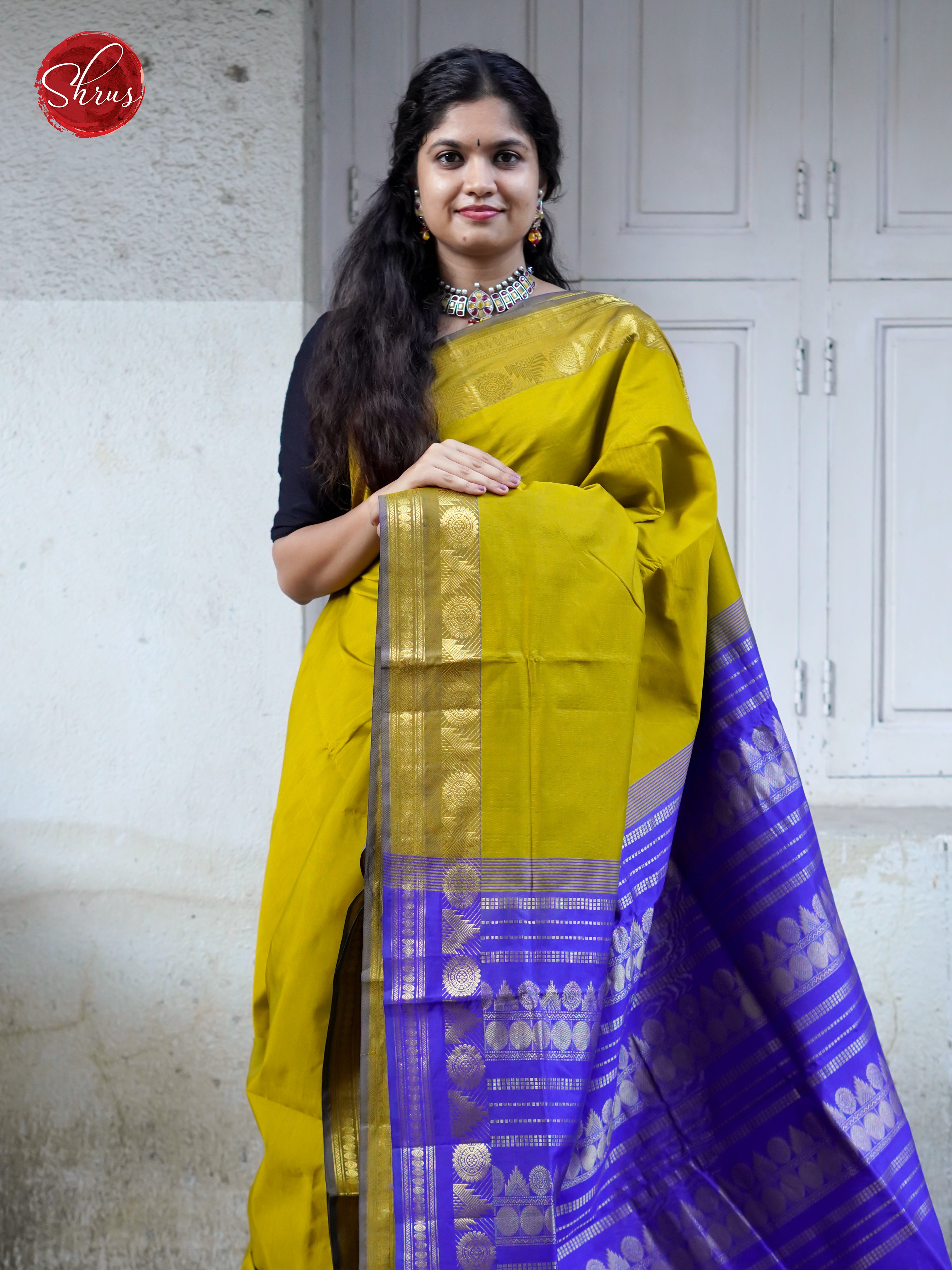 Green & Blue - Silk cotton-half pure Saree - Shop on ShrusEternity.com