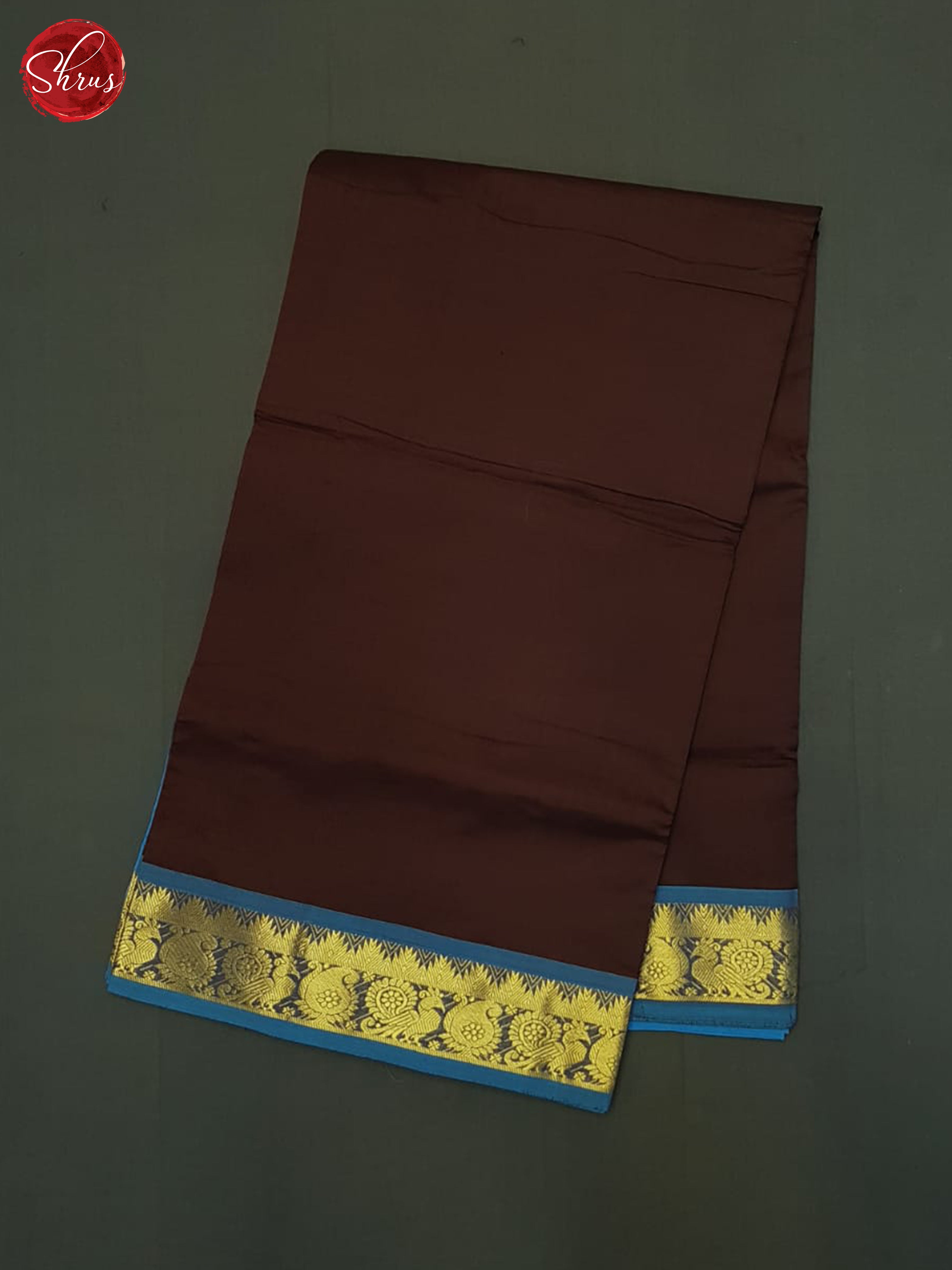 Brown And Blue- Silk Cotton Half-pure Saree - Shop on ShrusEternity.com