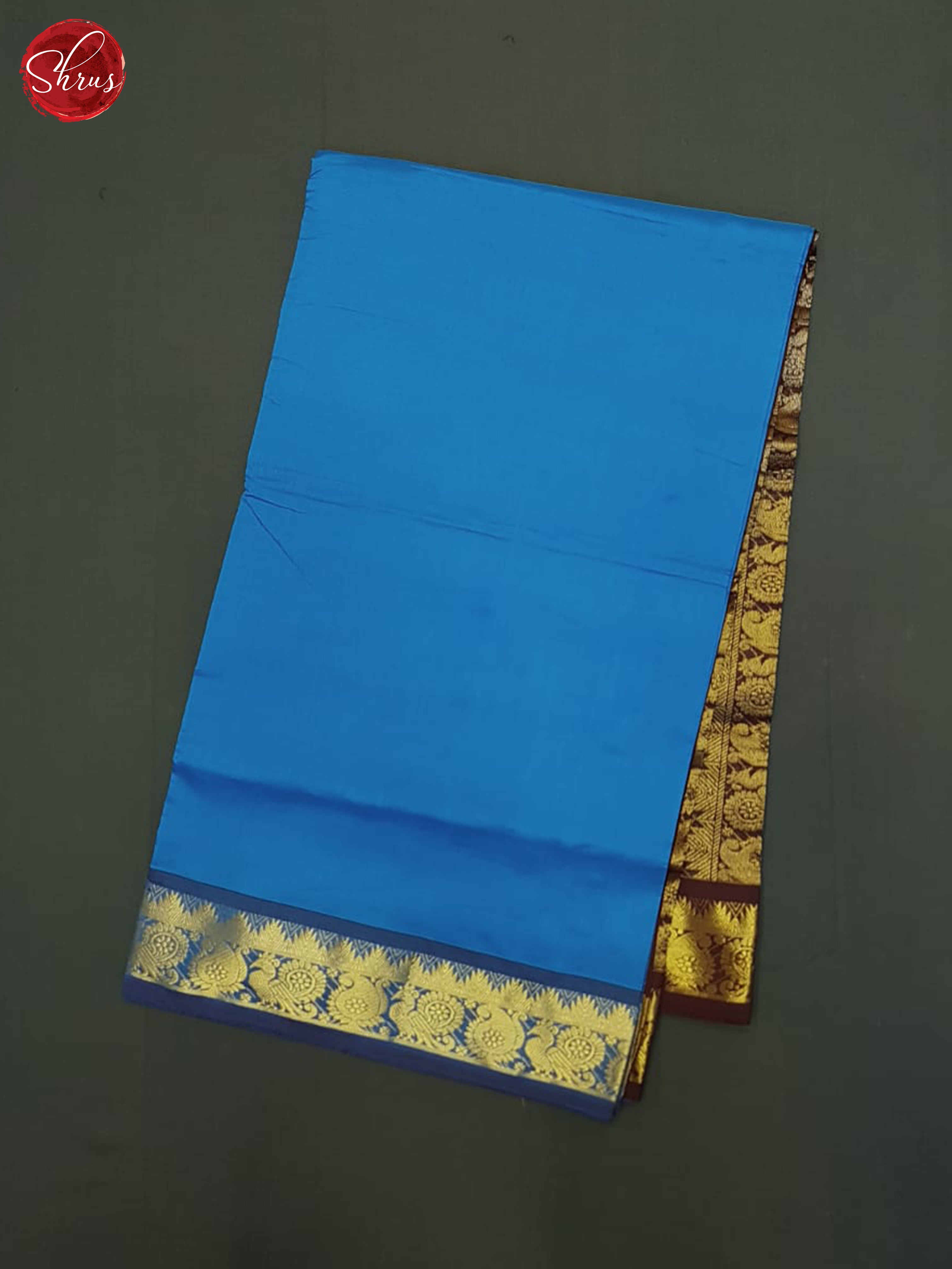 Blue And Wine- Silk Cotton half-pure saree - Shop on ShrusEternity.com