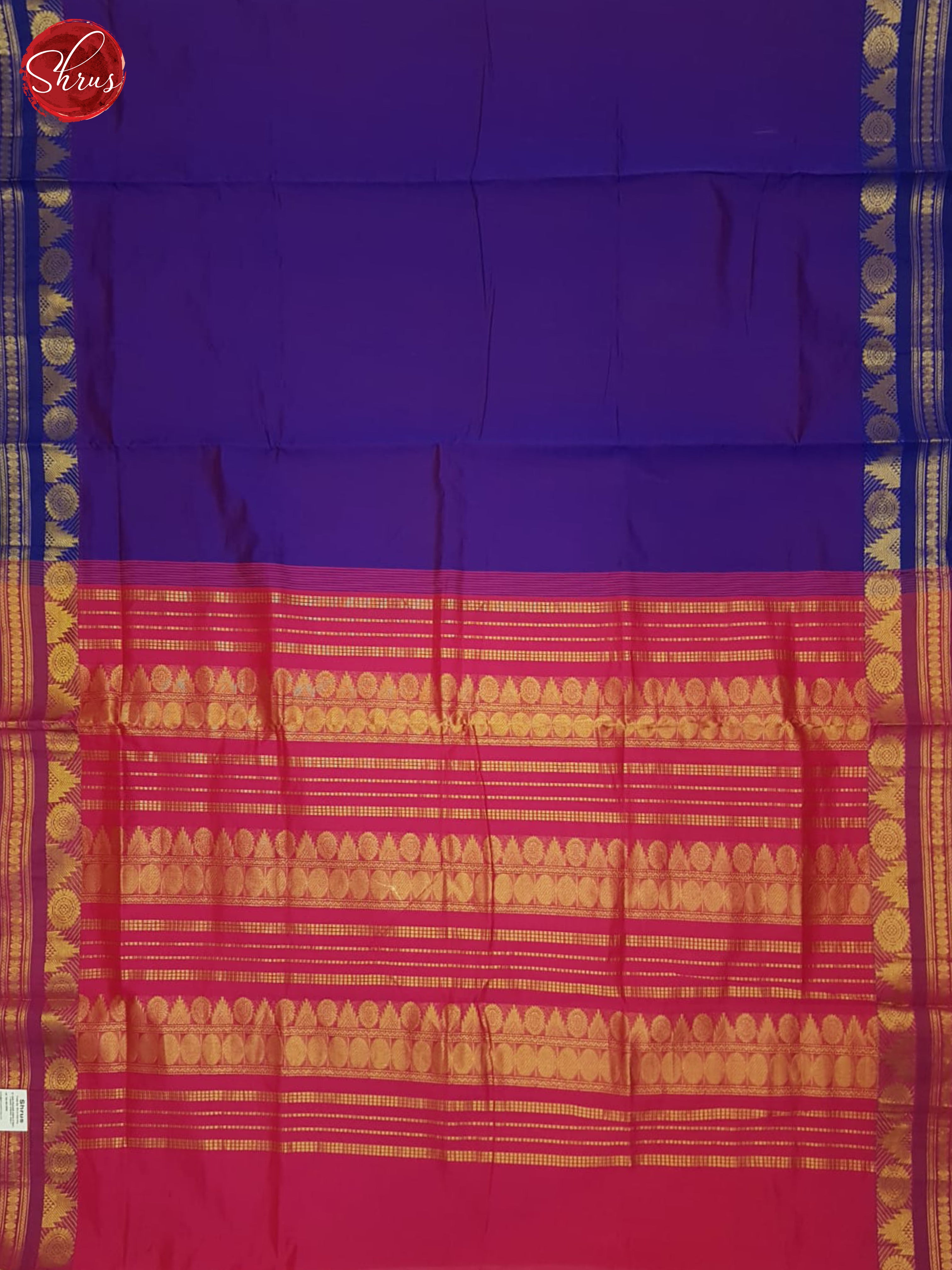 Purple And Pink- Silk Cotton Half-pure Saree - Shop on ShrusEternity.com