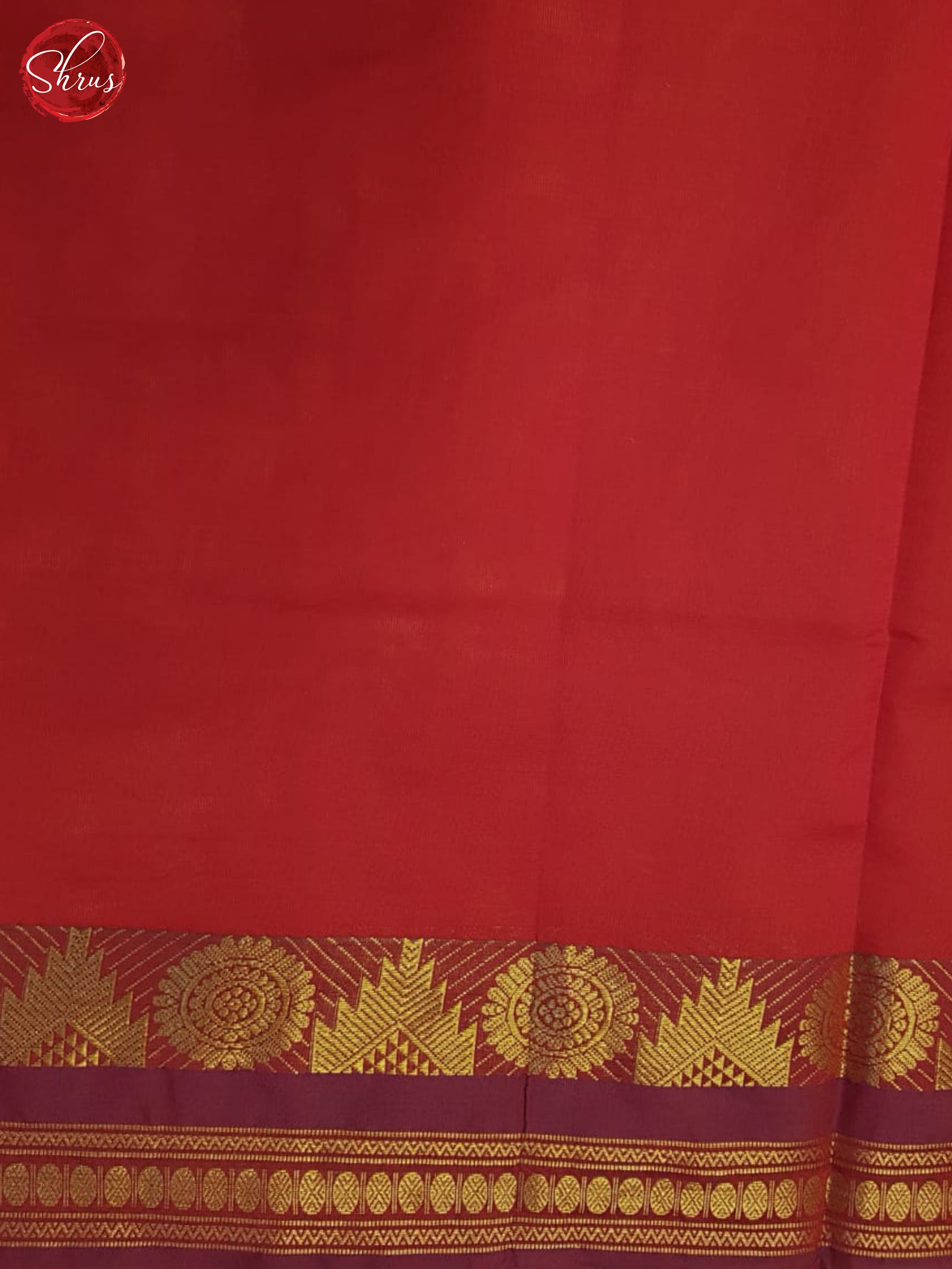 Fire Orange And Red- Silk Cotton Half-pure Saree - Shop on ShrusEternity.com
