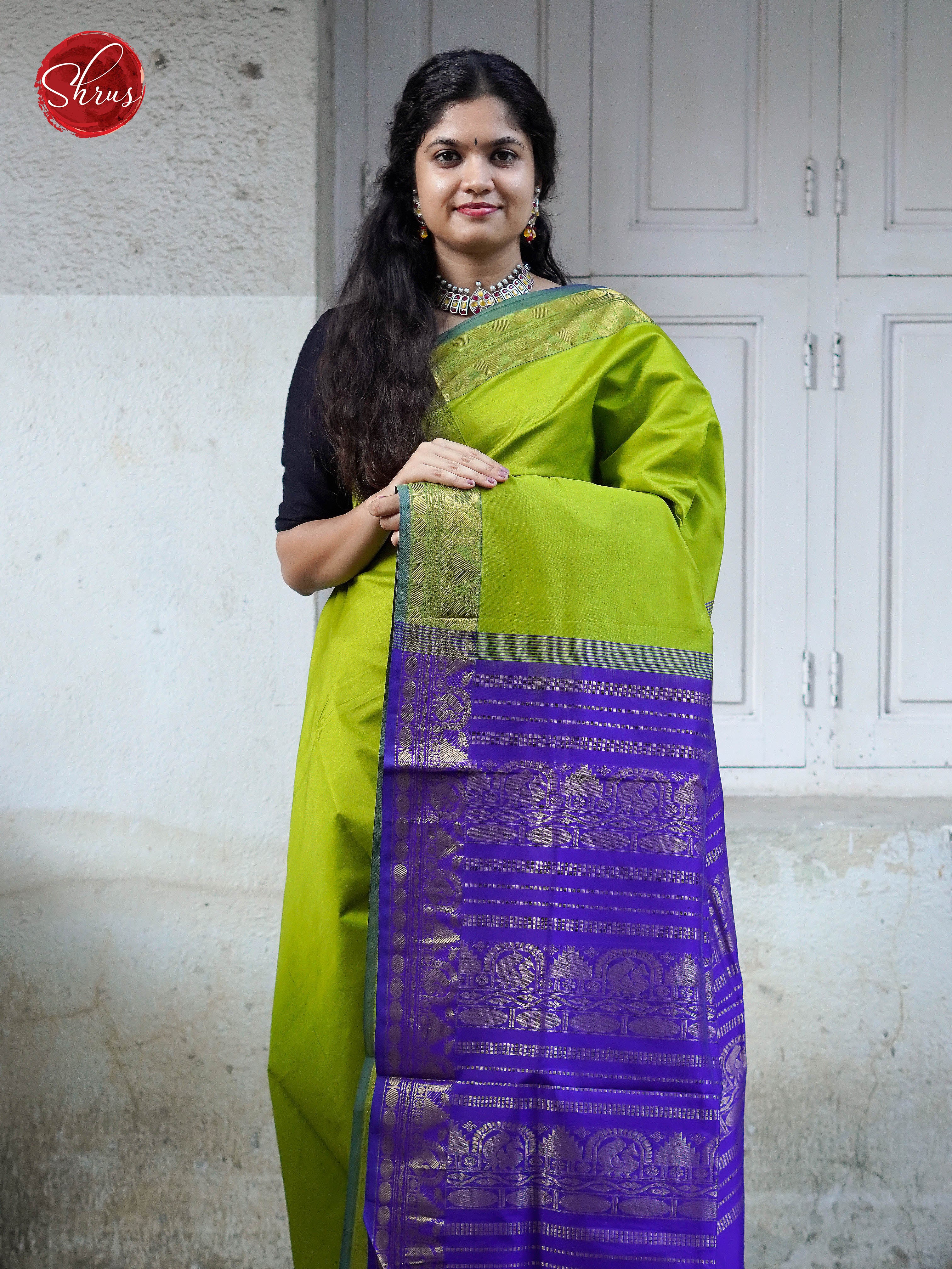 Green & Blue - Silk cotton-half pure Saree