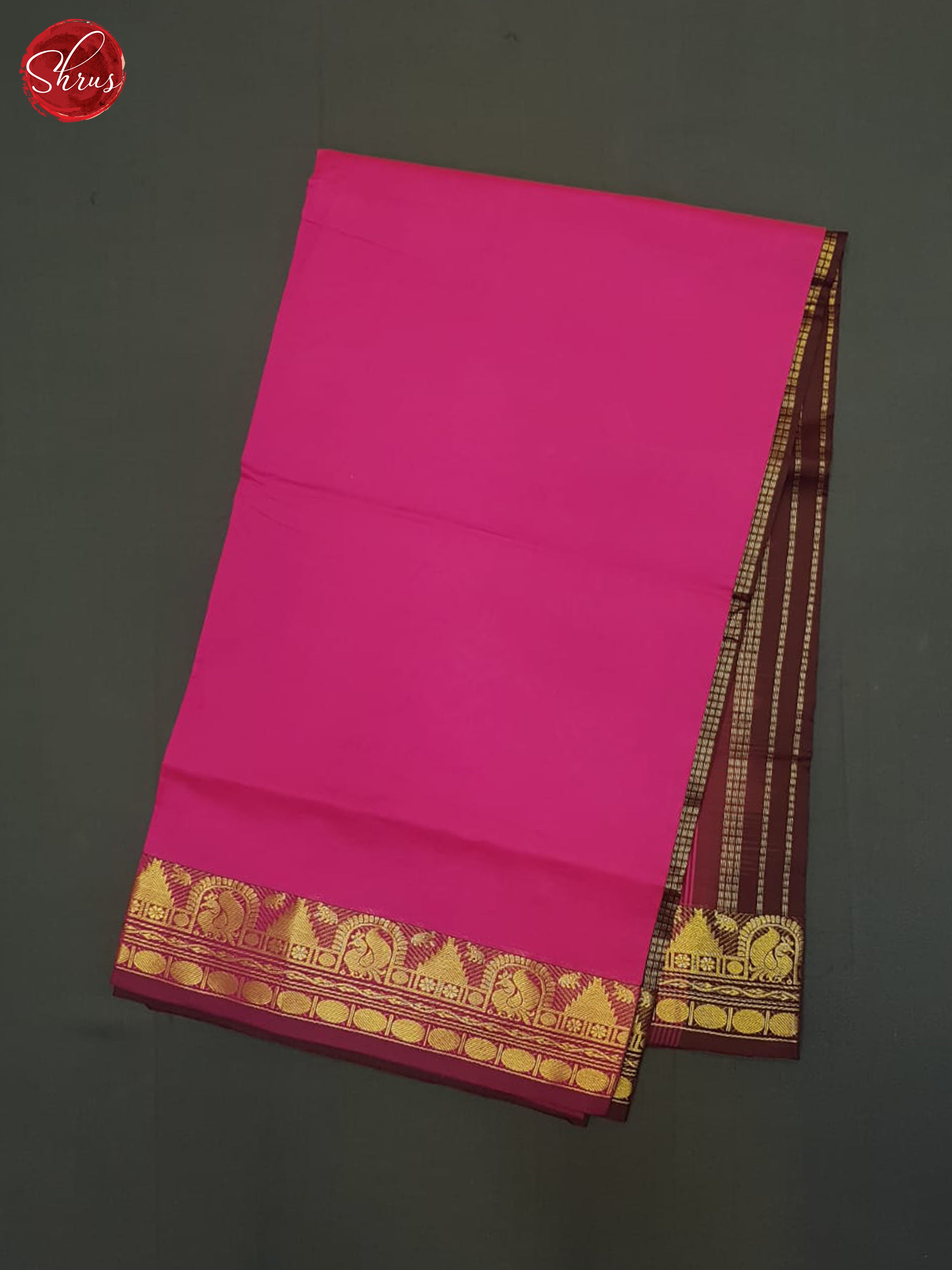 Pink And Brown- Silk Cotton Half-pure Saree - Shop on ShrusEternity.com