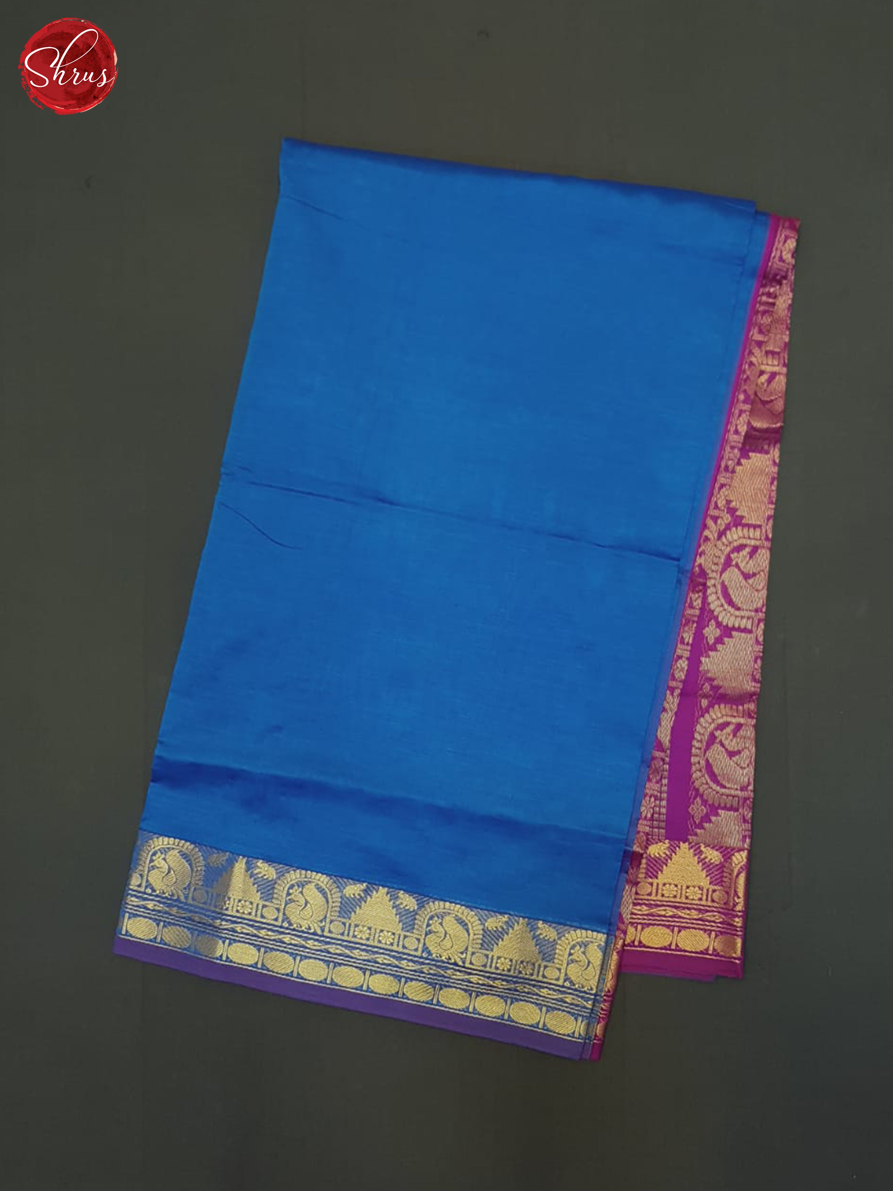 Blue And Purple- Silk Cotton Half-pure Saree - Shop on ShrusEternity.com