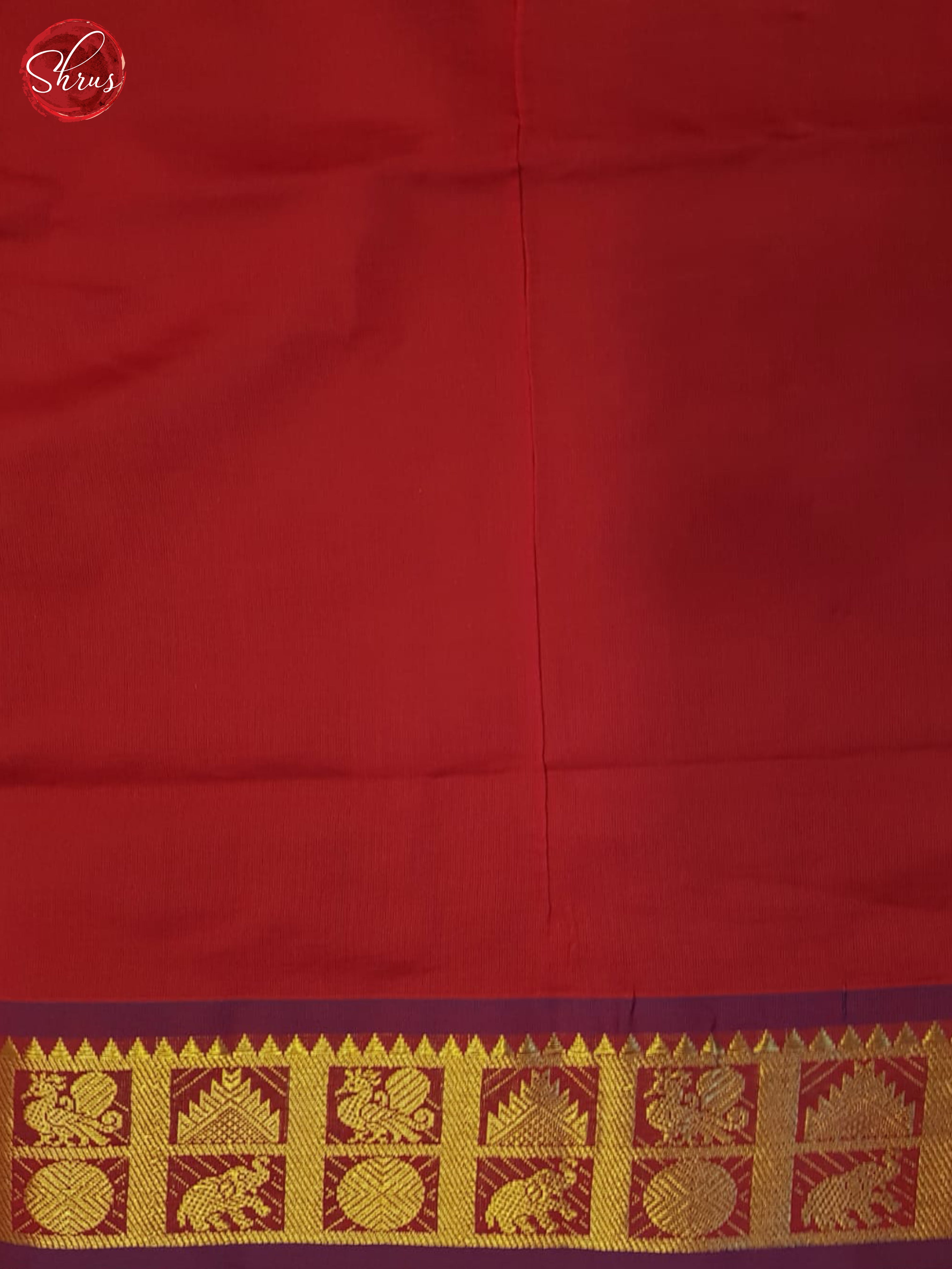 Green And Red- Silk Cotton Half-pure Saree - Shop on ShrusEternity.com