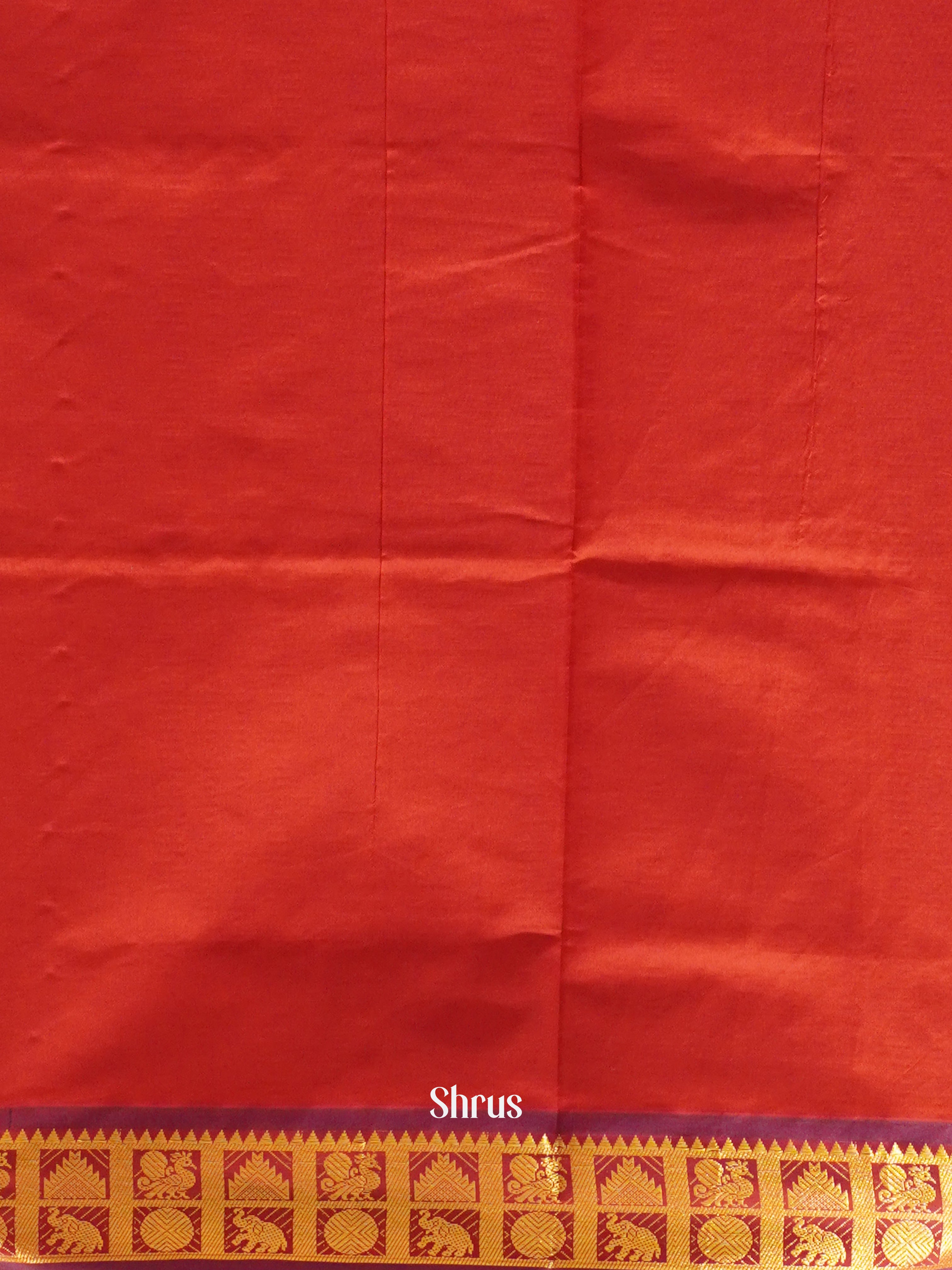 Purple And Red-Silk Cotton half-pure saree - Shop on ShrusEternity.com