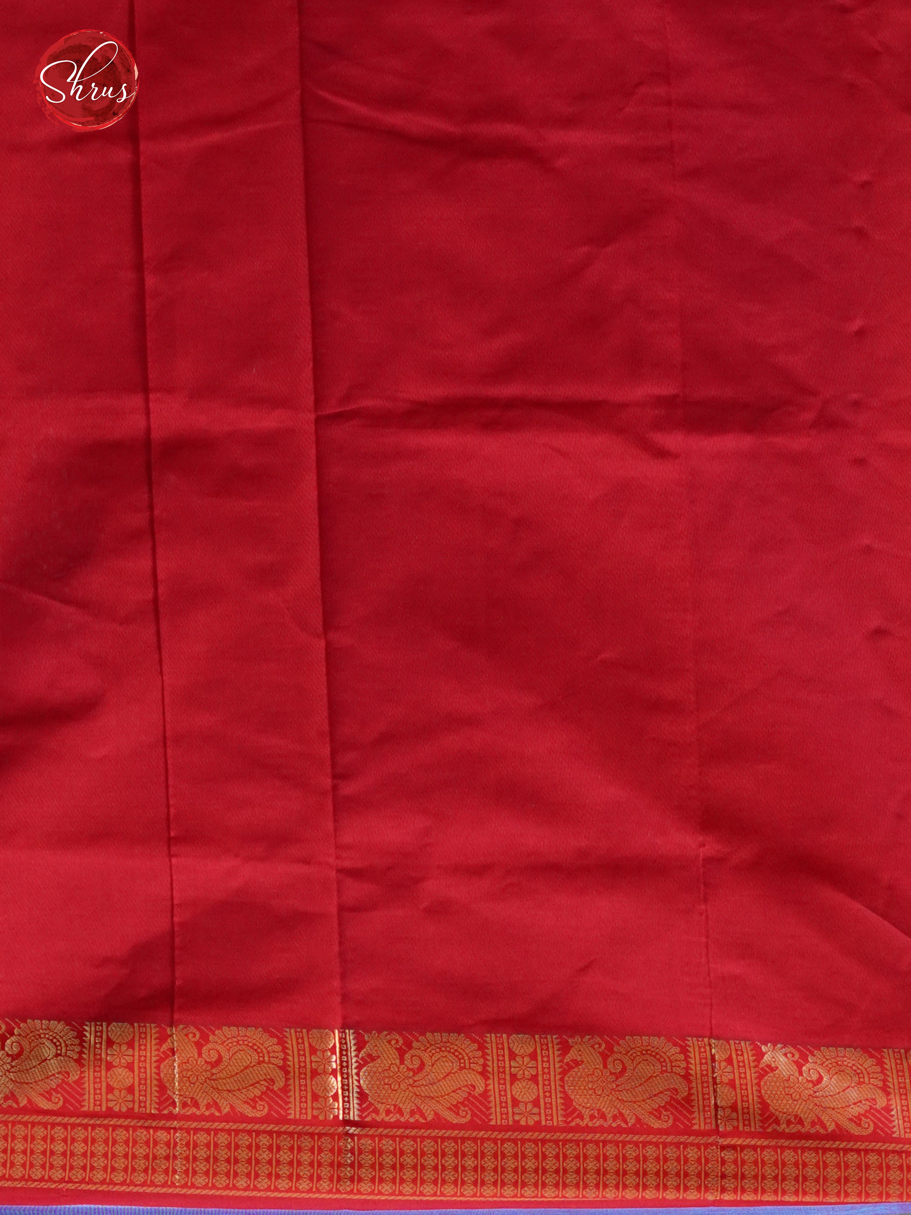 Blue & Red  - Silk cotton-half pure Saree - Shop on ShrusEternity.com