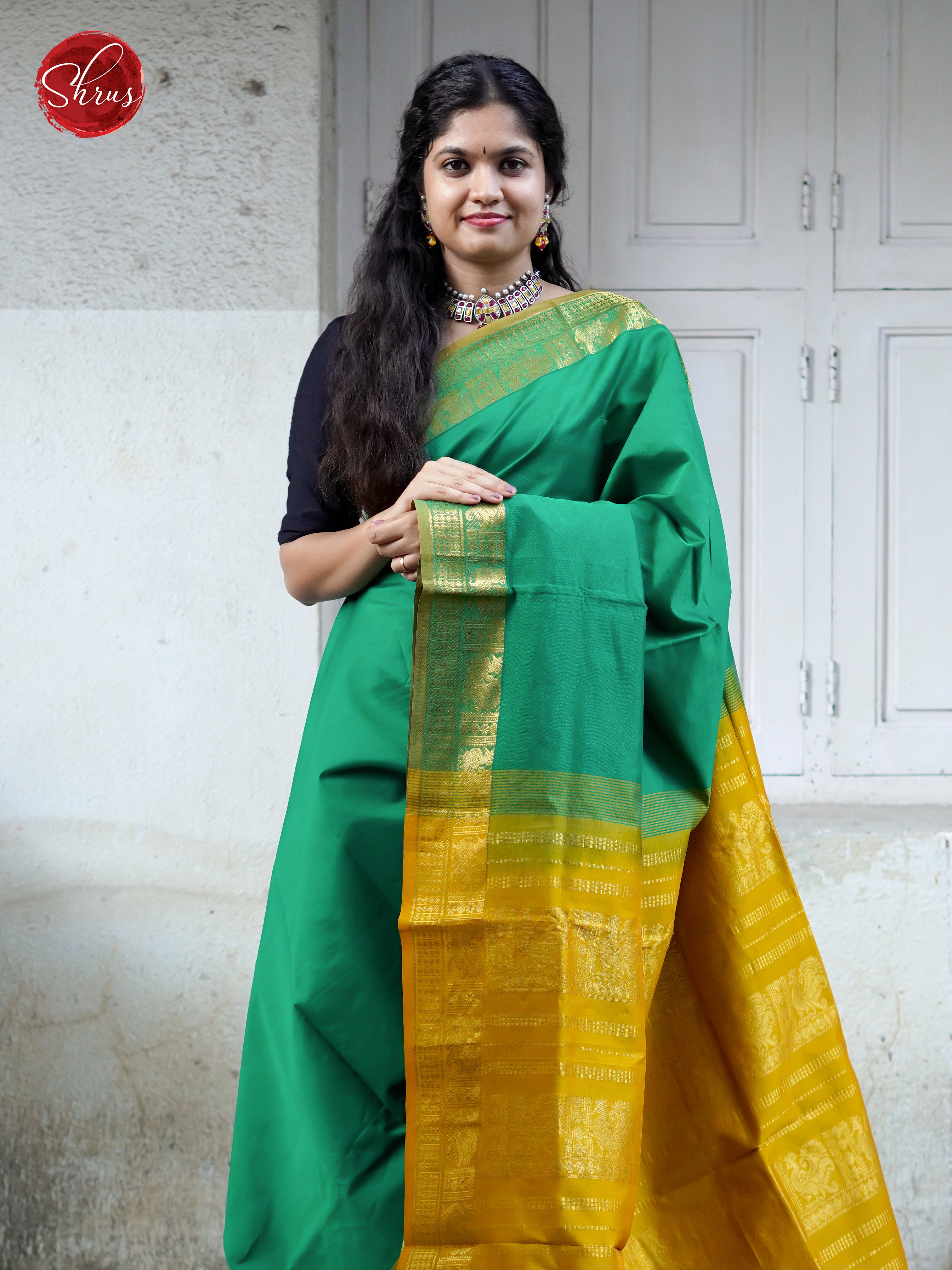 Green & Yellow- Silk cotton-half pure Saree