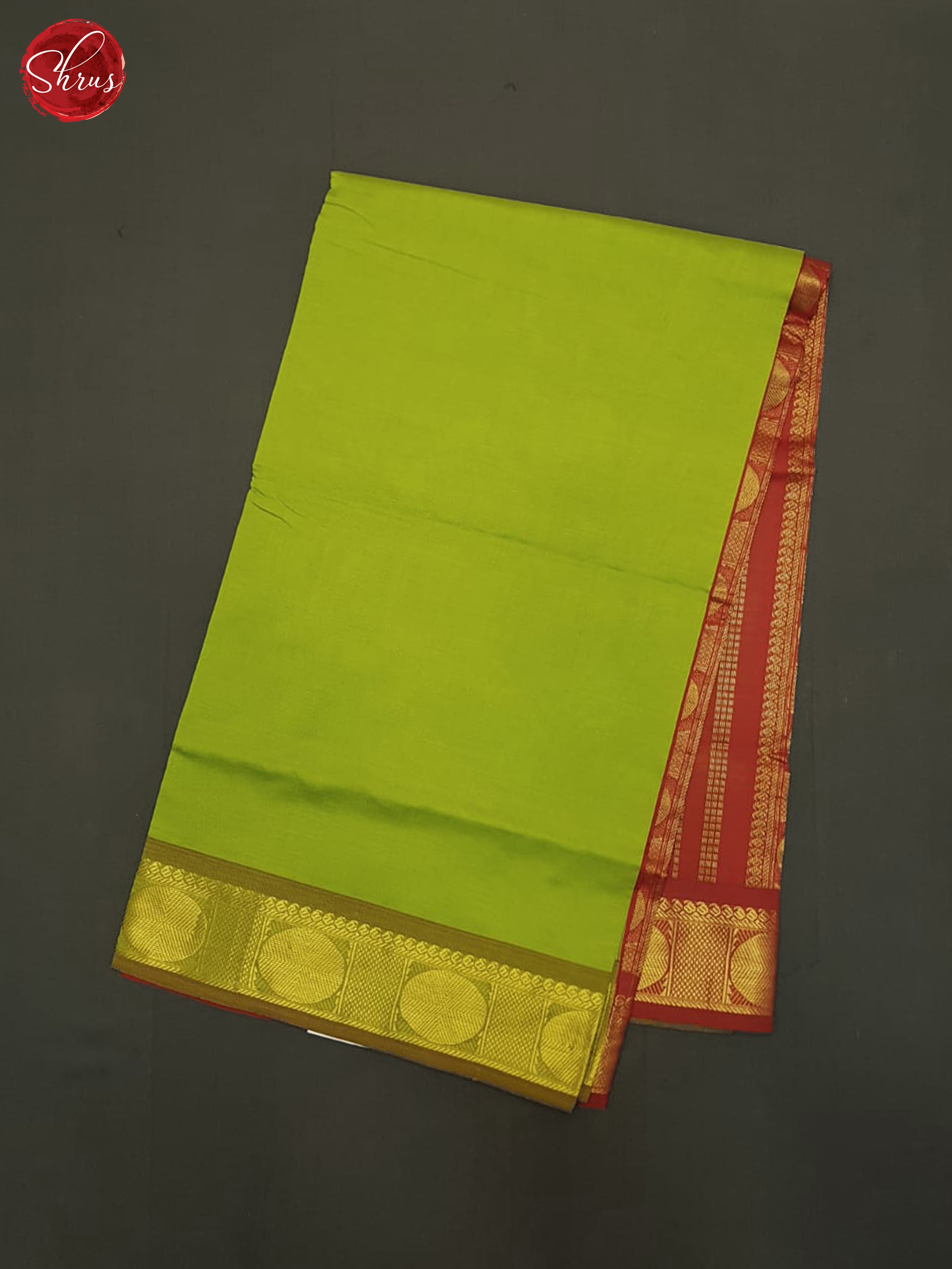 Green And Red- Silk Cotton Half-pure Saree - Shop on ShrusEternity.com