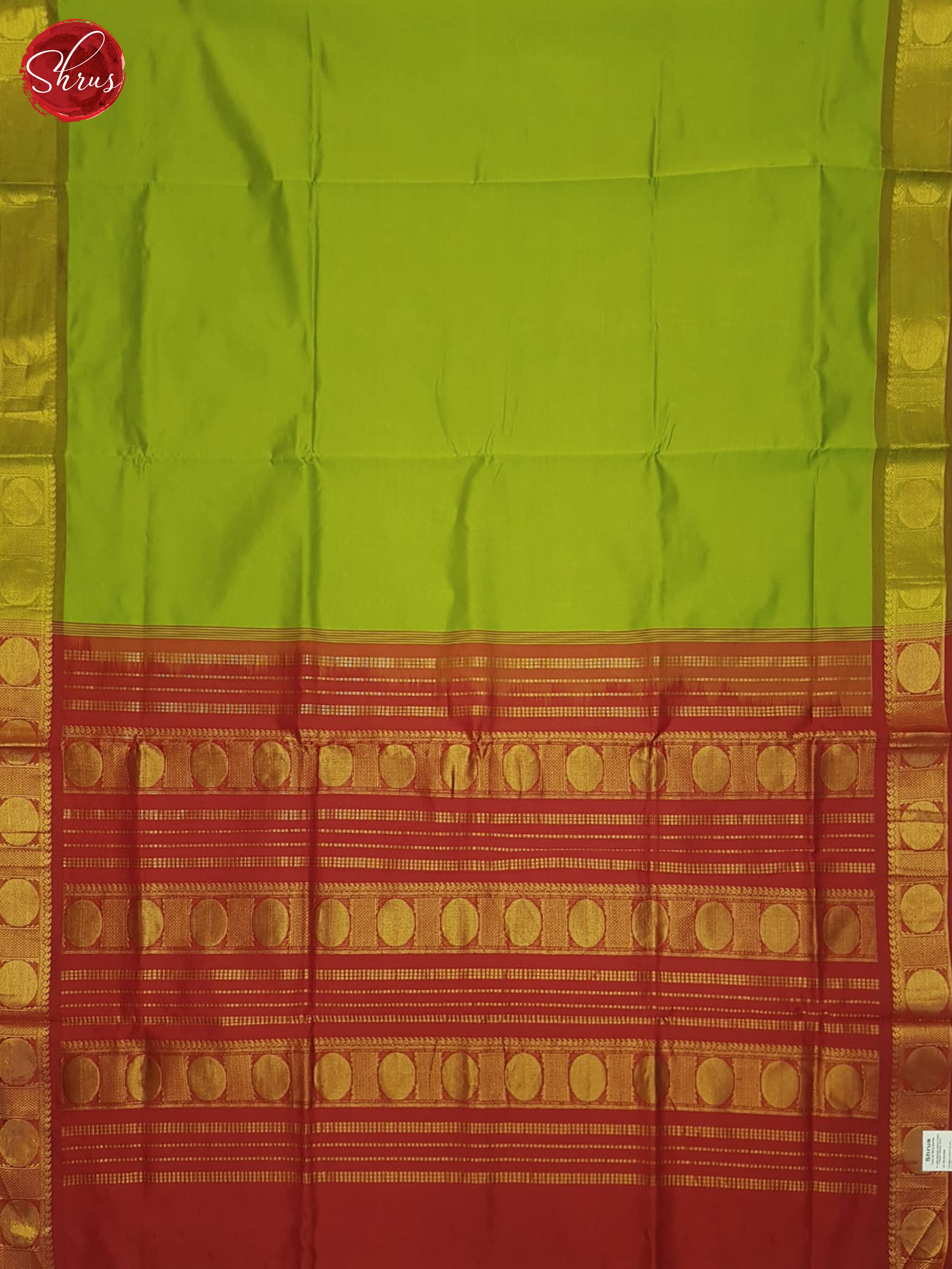 Green And Red- Silk Cotton Half-pure Saree - Shop on ShrusEternity.com