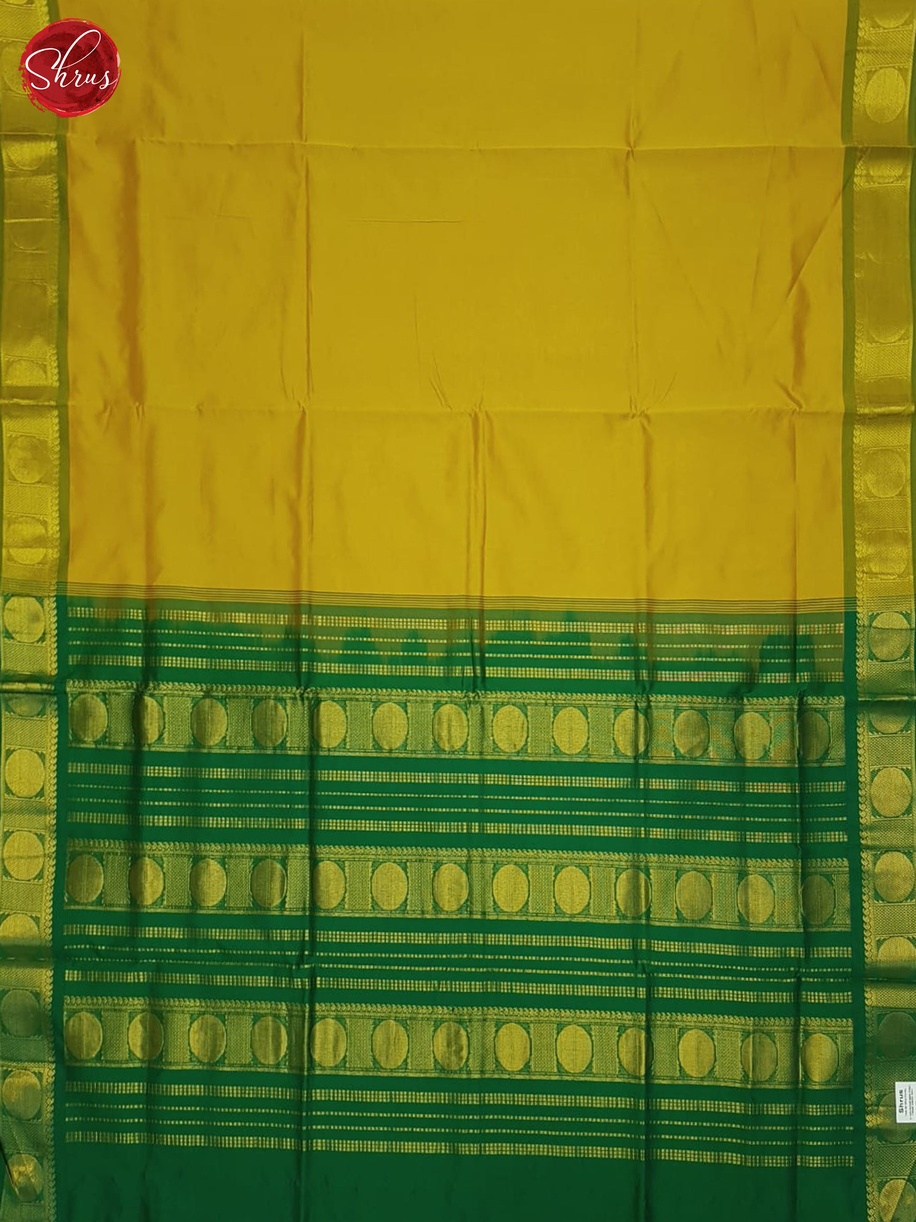 Mustard And Green- Silk Cotton Half-pure Saree - Shop on ShrusEternity.com