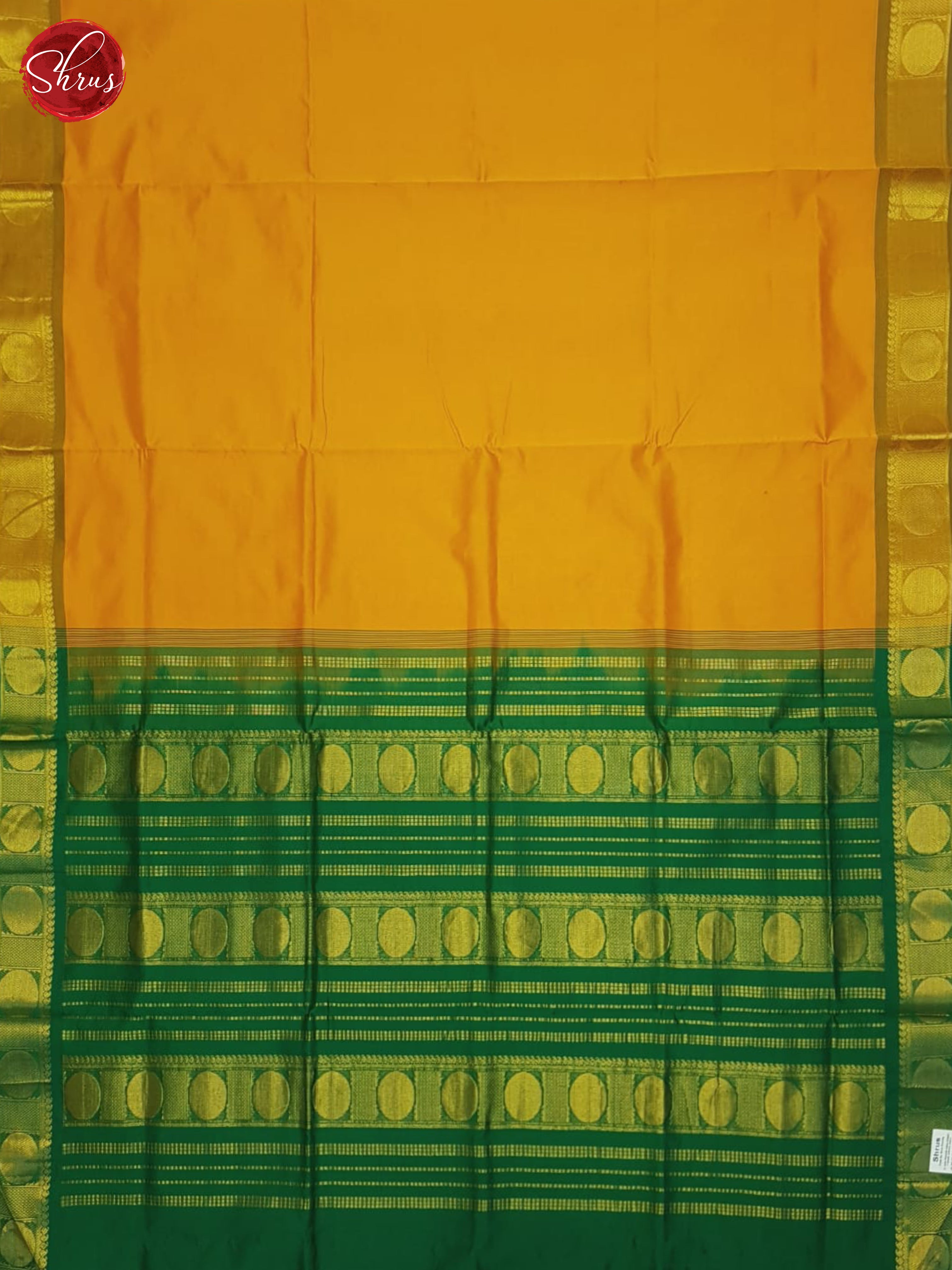 Orange And Green- SilK Cotton Half-pure Saree - Shop on ShrusEternity.com
