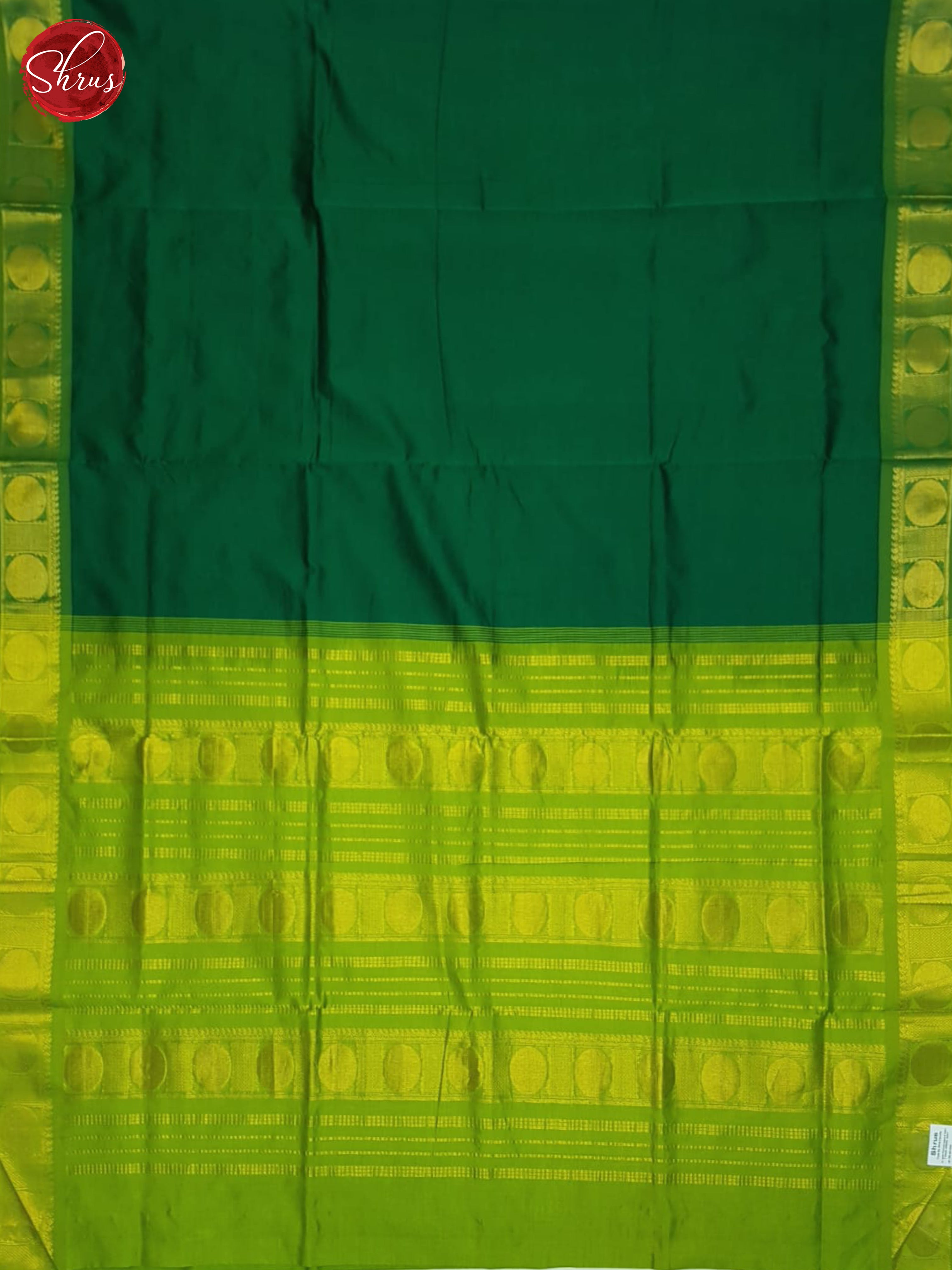 Green & Light Green - Silk Cotton Half-pure Saree - Shop on ShrusEternity.com