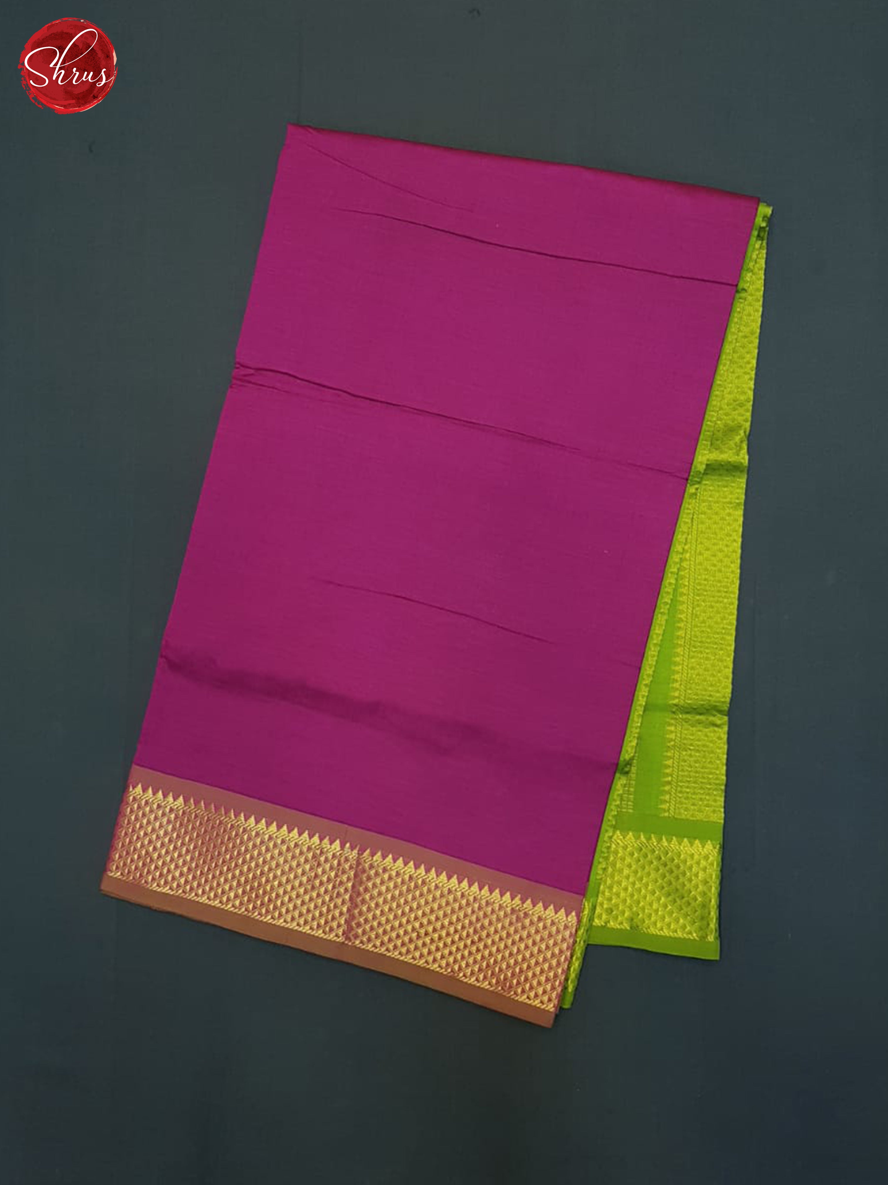 Pink And Green- Silk Cotton Half-pure Saree - Shop on ShrusEternity.com
