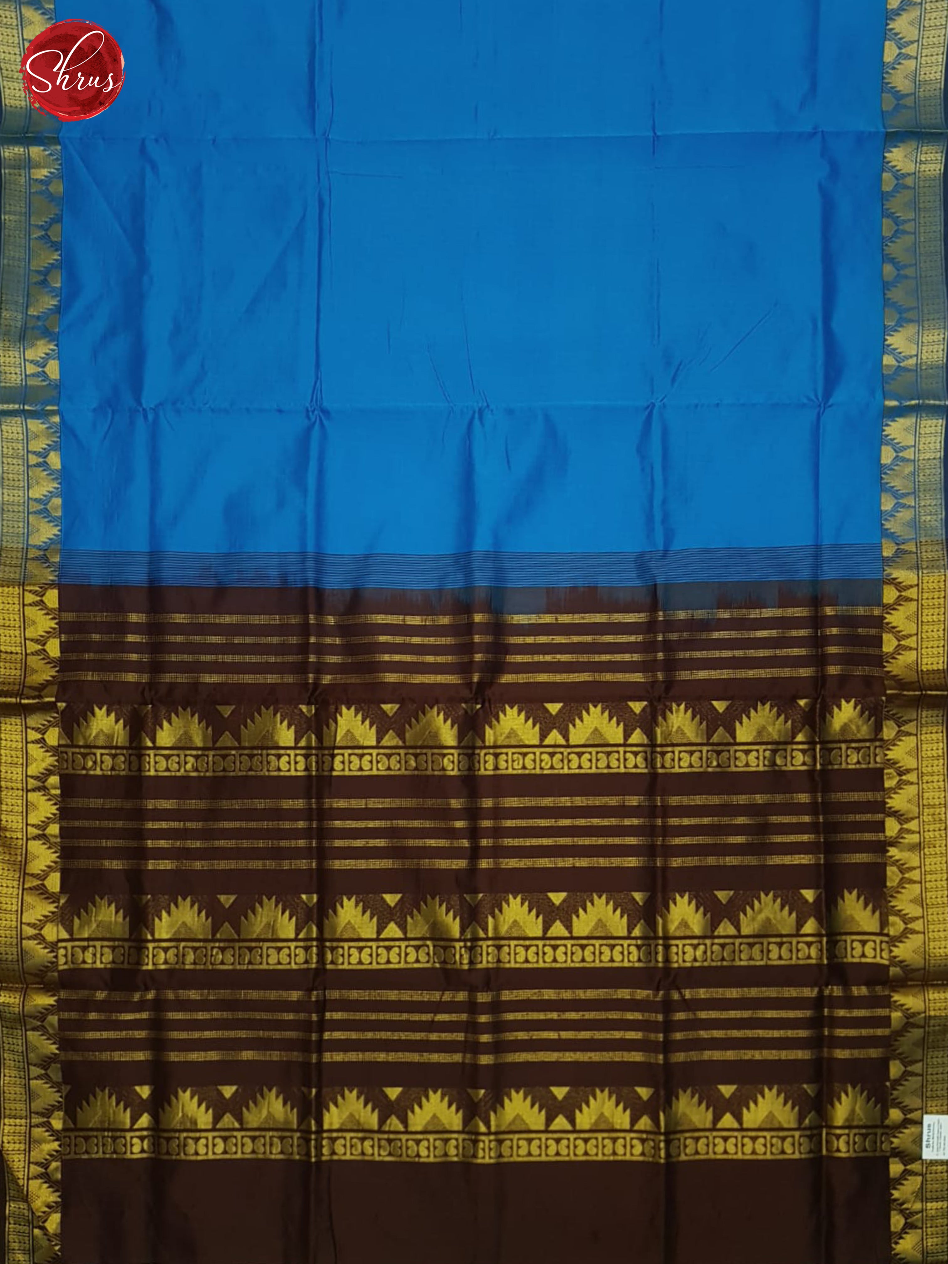 Blue And Deep Wine- Silk Cotton Half-pure Saree - Shop on ShrusEternity.com