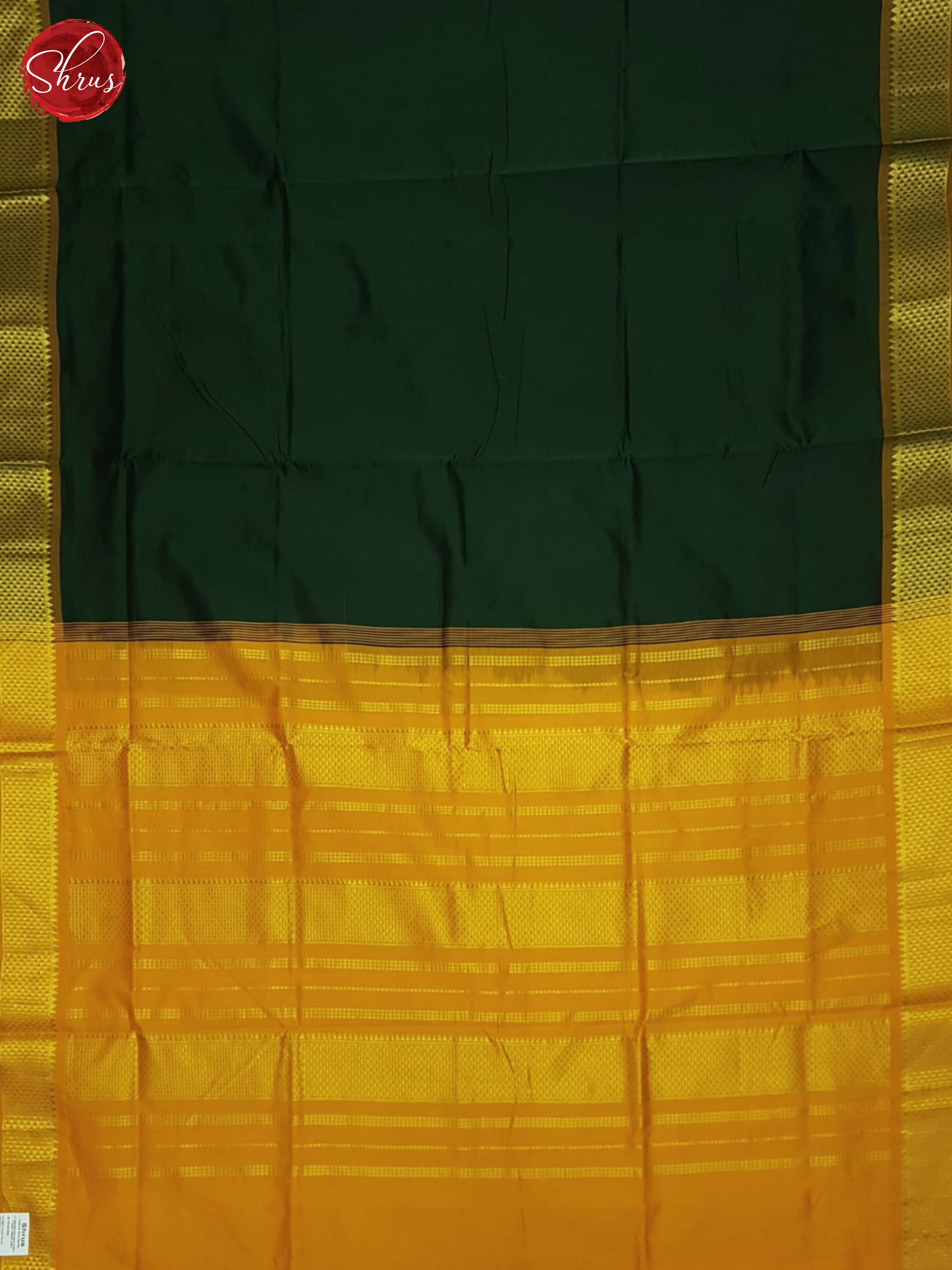 Green And Mustard- Silk Cotton Half-pure Saree - Shop on ShrusEternity.com