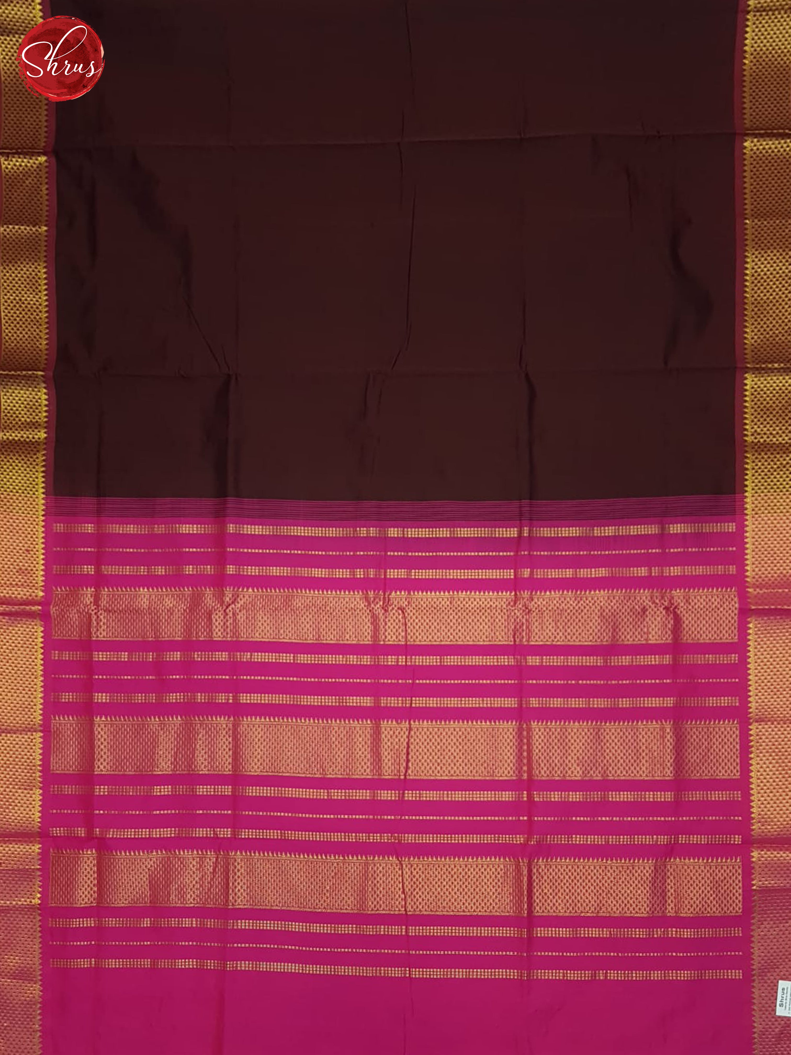 Brown And Pink-Silk Cotton Half-pure Saree - Shop on ShrusEternity.com