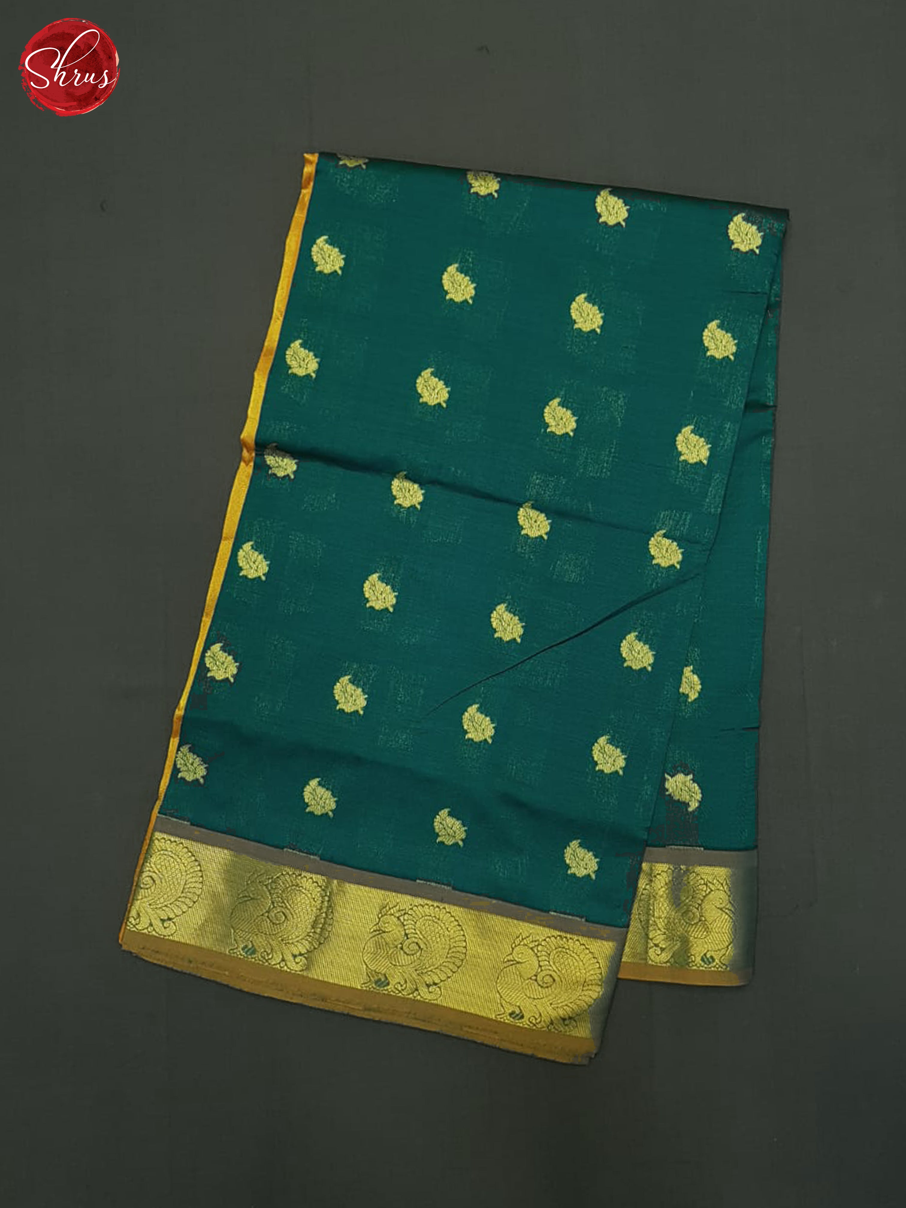 Peacock Green And Mustard- Silk Cotton Half-pure Saree - Shop on ShrusEternity.com