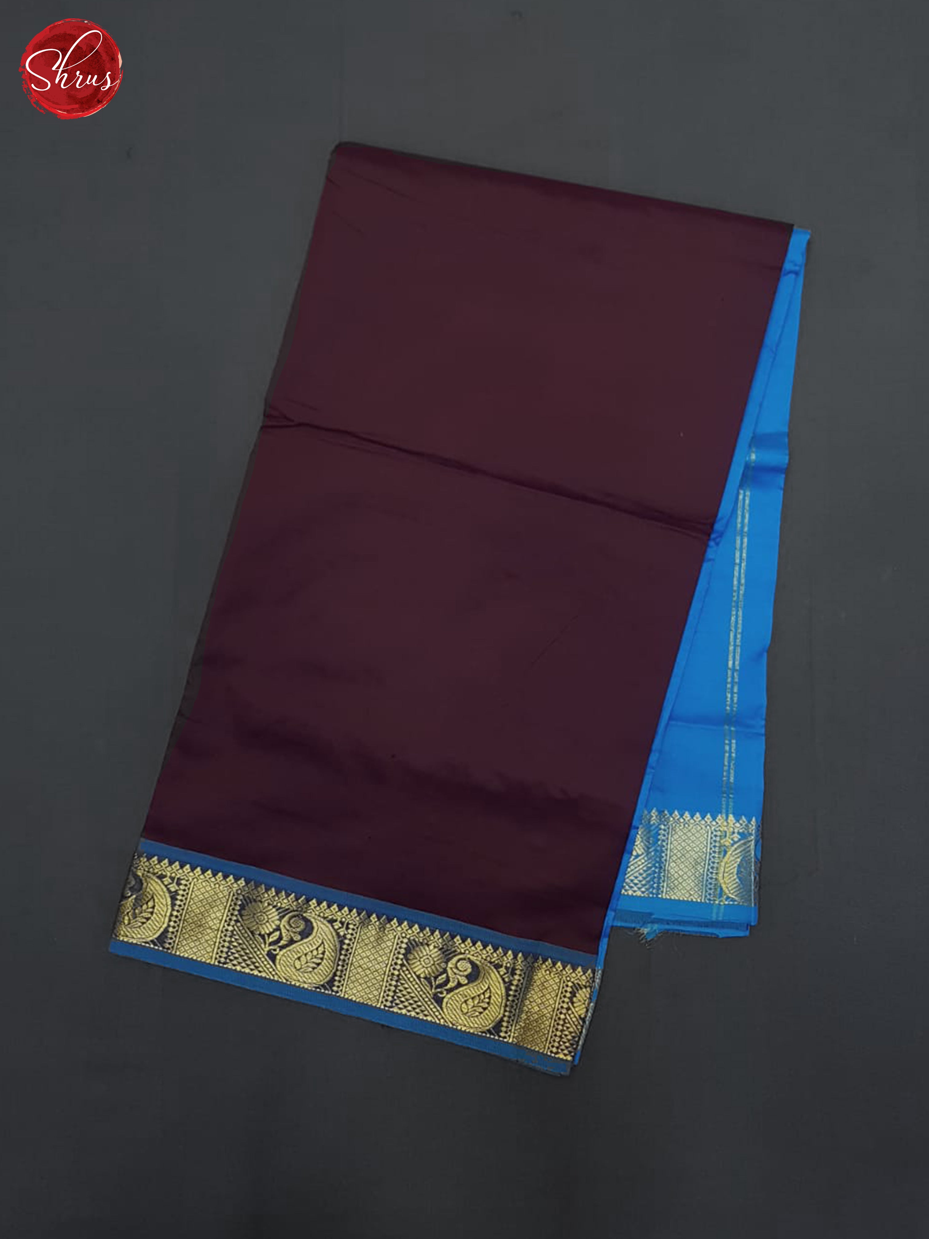 Deep wine And Blue- Silk Cotton half-pure Saree - Shop on ShrusEternity.com