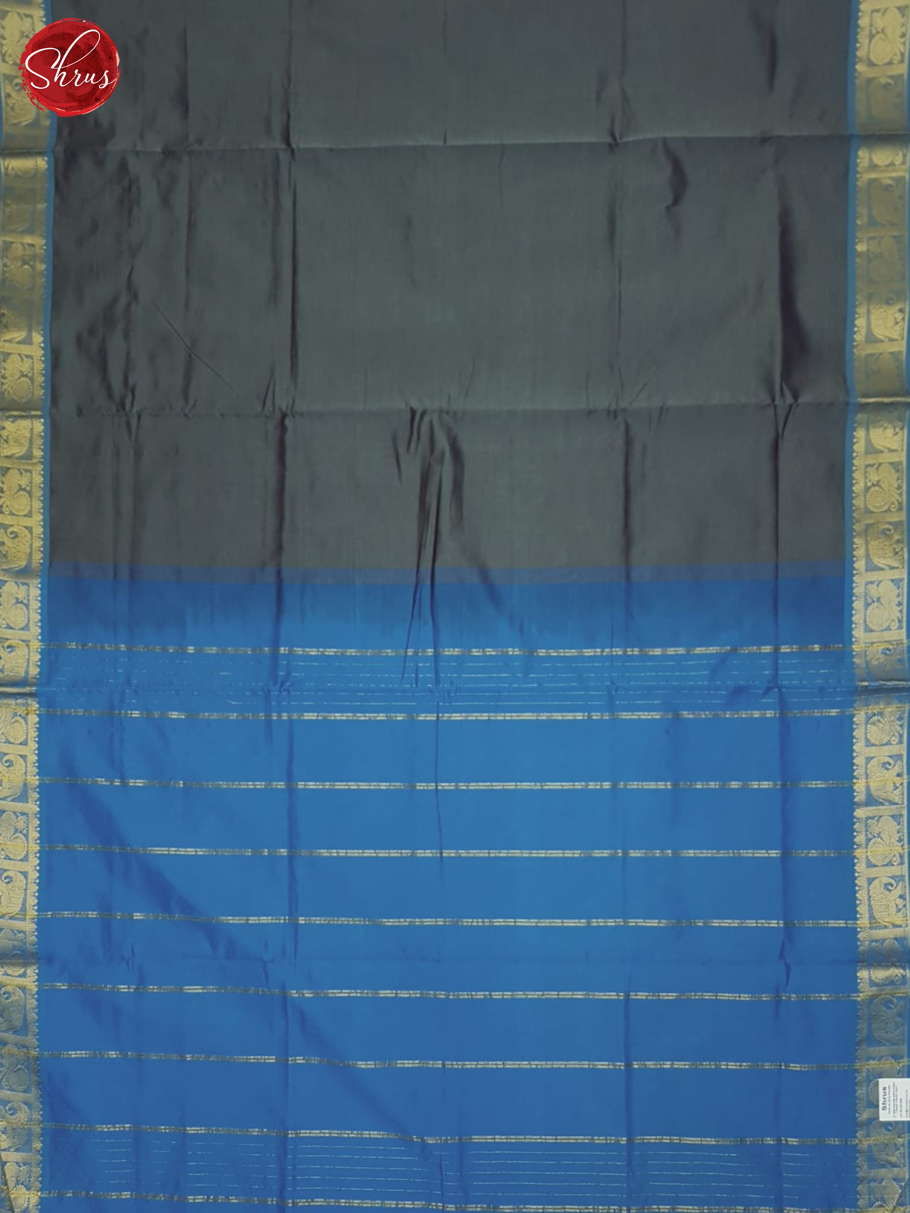 Grey And Blue-Silk Cotton half-pure Saree - Shop on ShrusEternity.com
