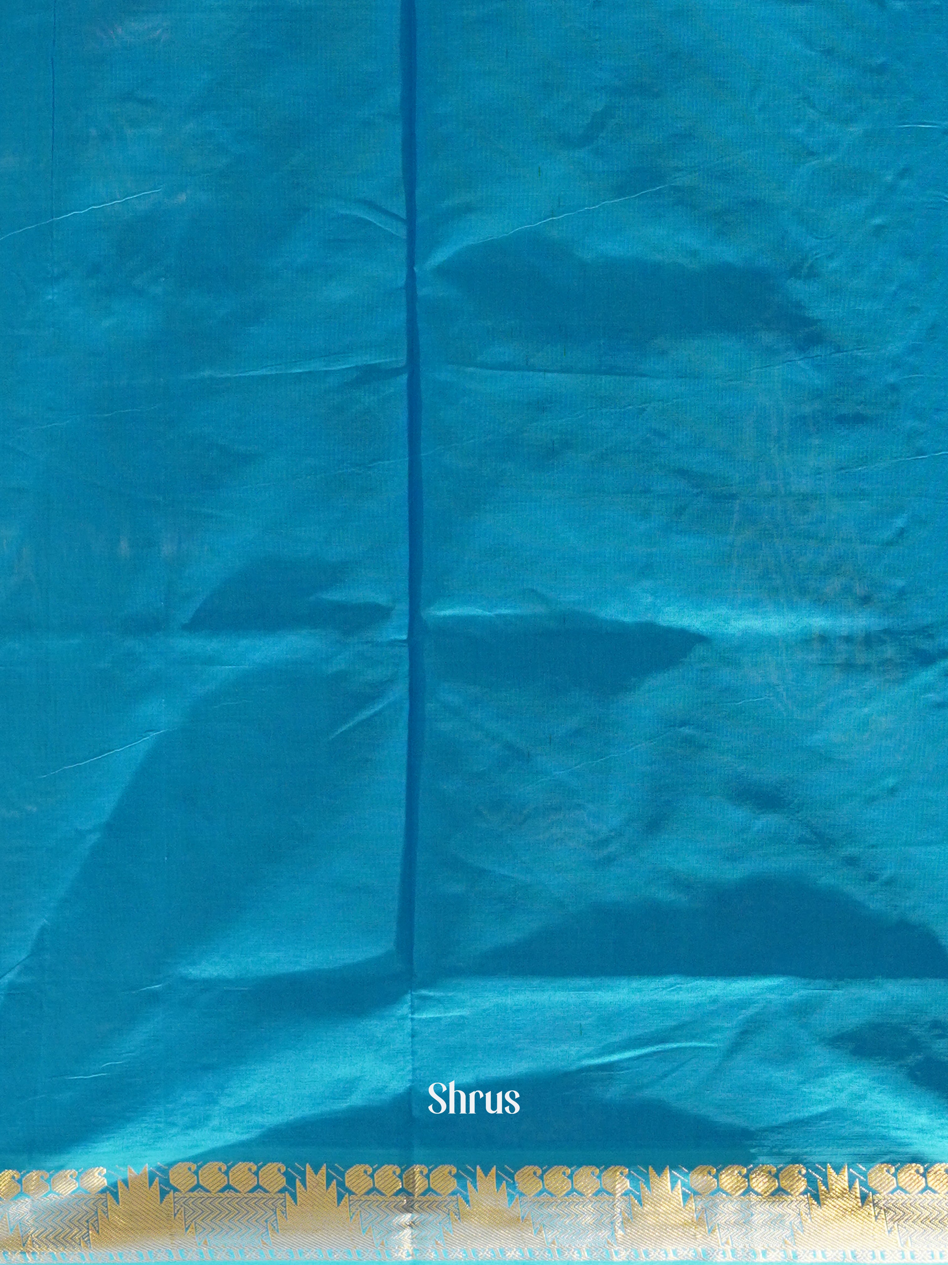 Green And Blue- SIlk Cotton half-pure Saree - Shop on ShrusEternity.com