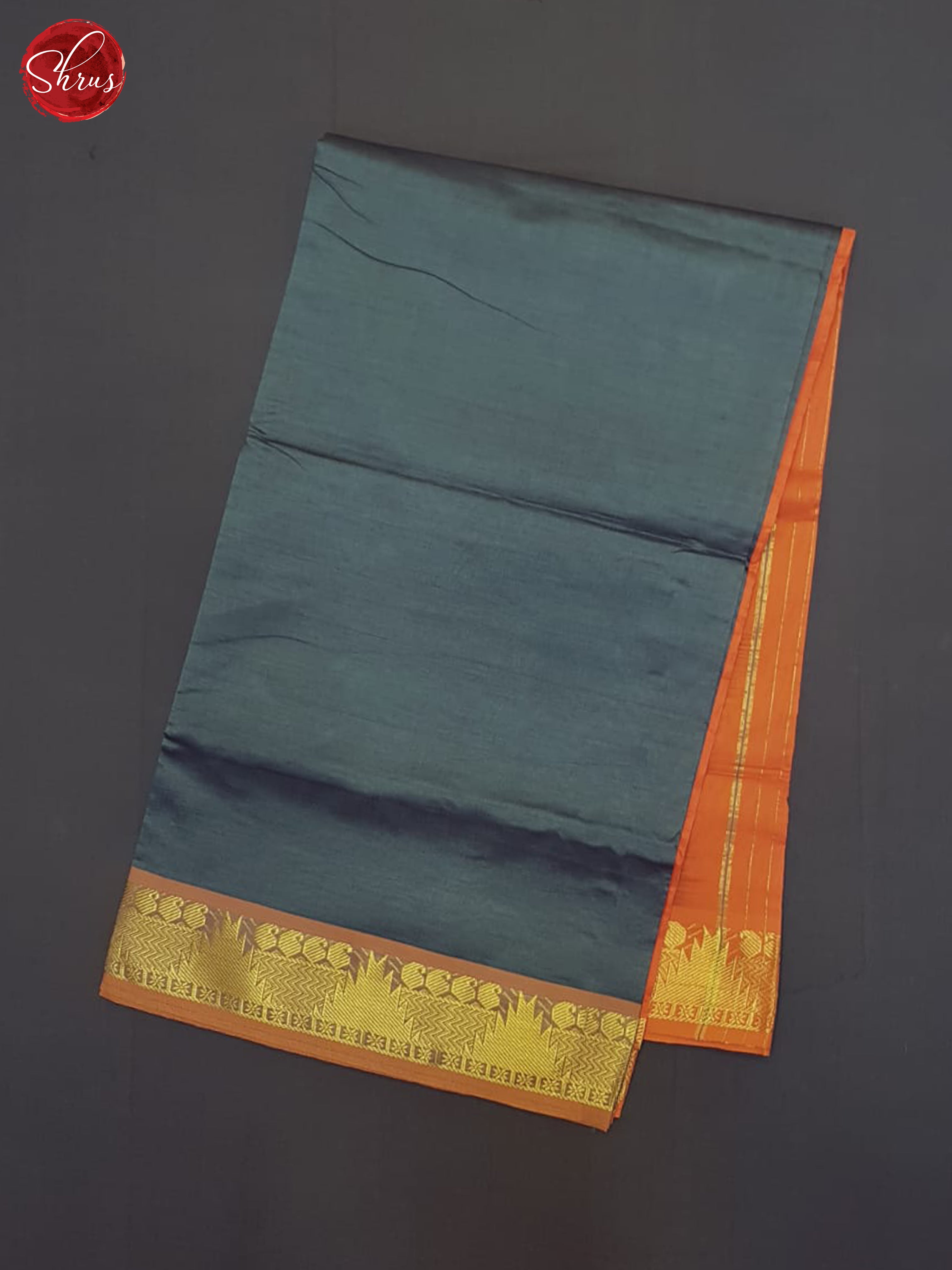 Grey And Orange- Silk Cotton Half-pure Saree - Shop on ShrusEternity.com
