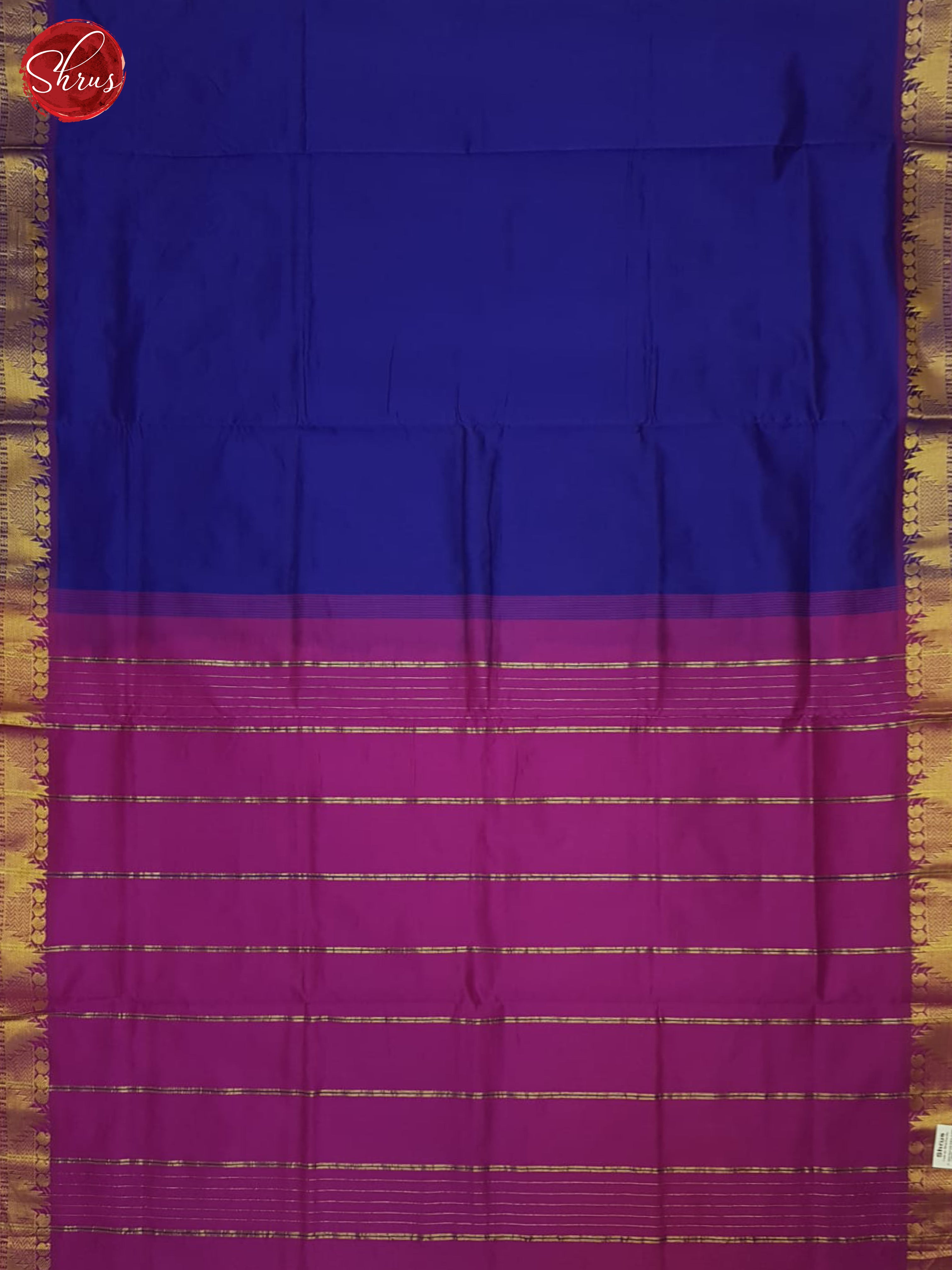 Blue And Pink- Silk Cotton Half-Pure Saree - Shop on ShrusEternity.com