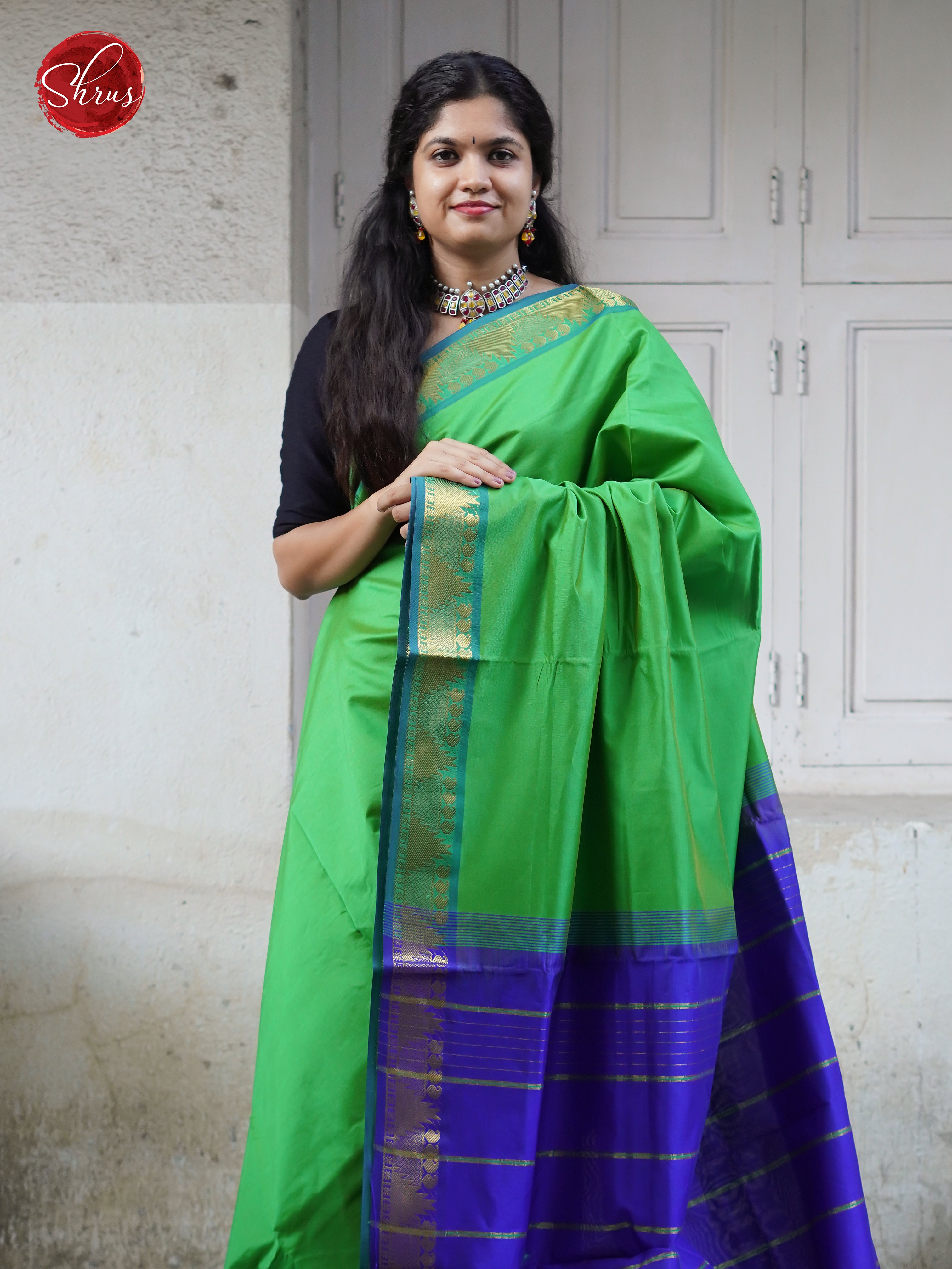 Green & Blue - Silk cotton-half pure Saree