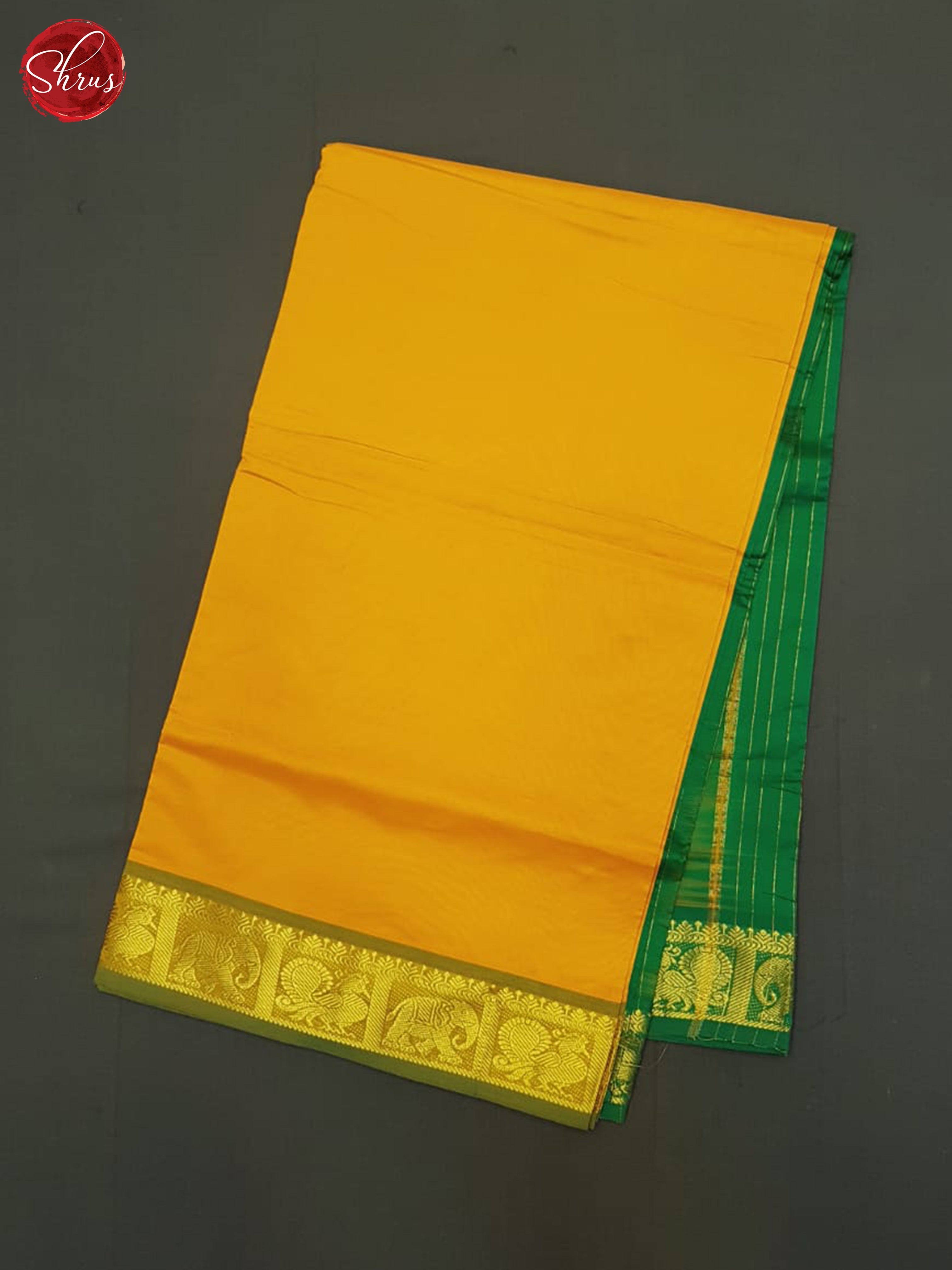 Mambala Yellow And Green- Silk Cotton Half-pure Saree - Shop on ShrusEternity.com