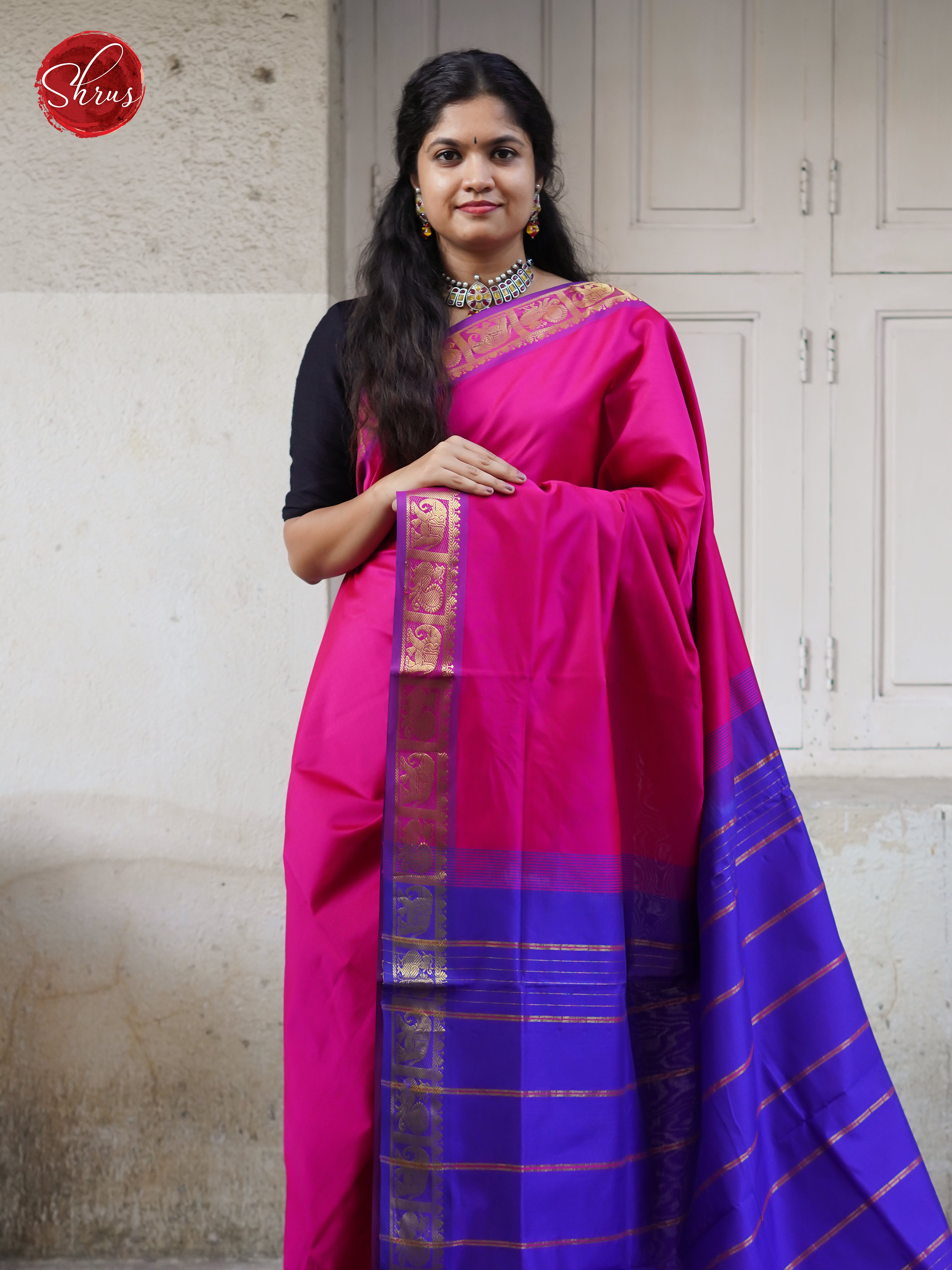 Pink & Blue- Silk Cotton-half pure Saree