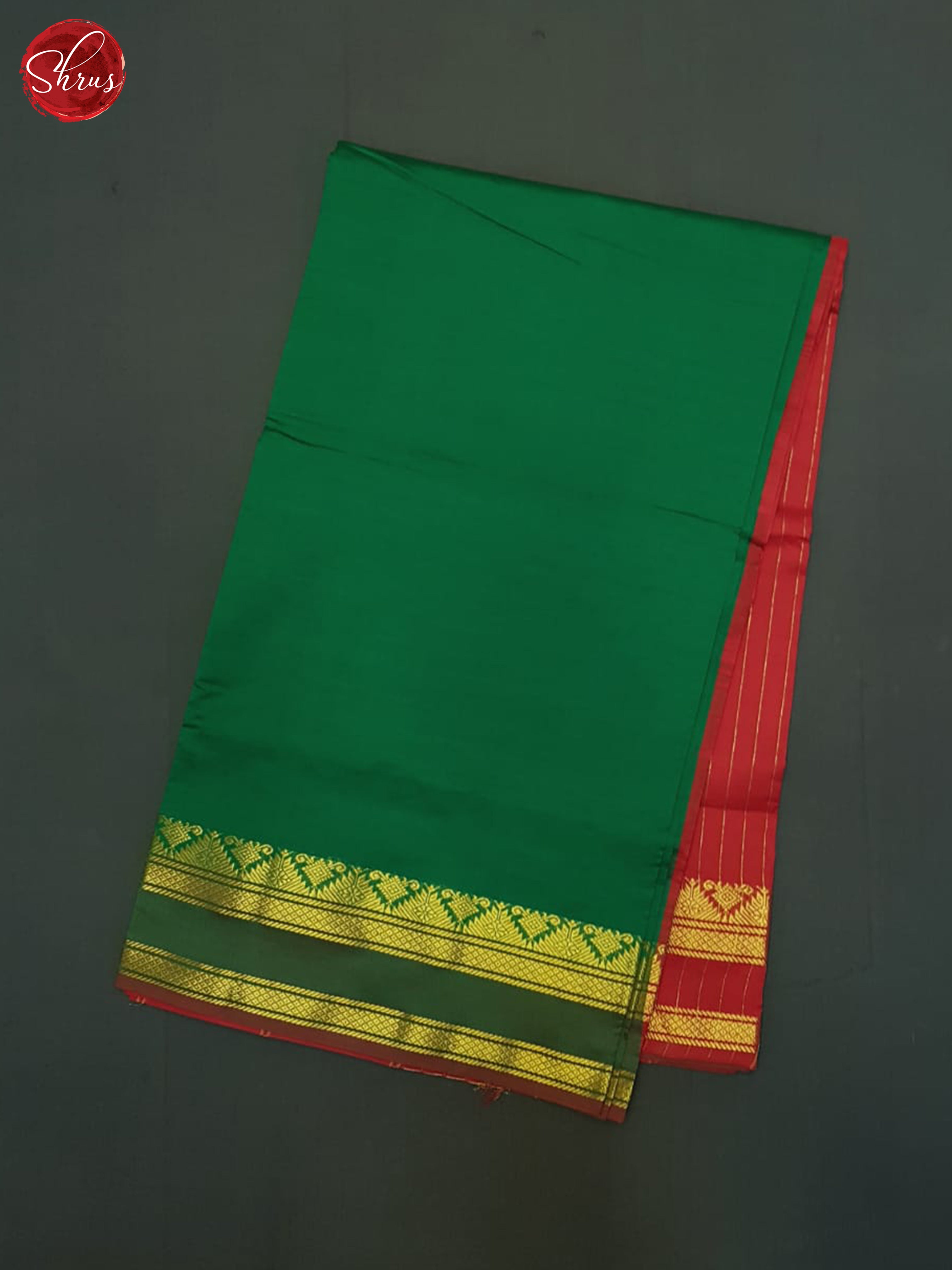 Green And Red- Silk Cotton half-pure saree - Shop on ShrusEternity.com