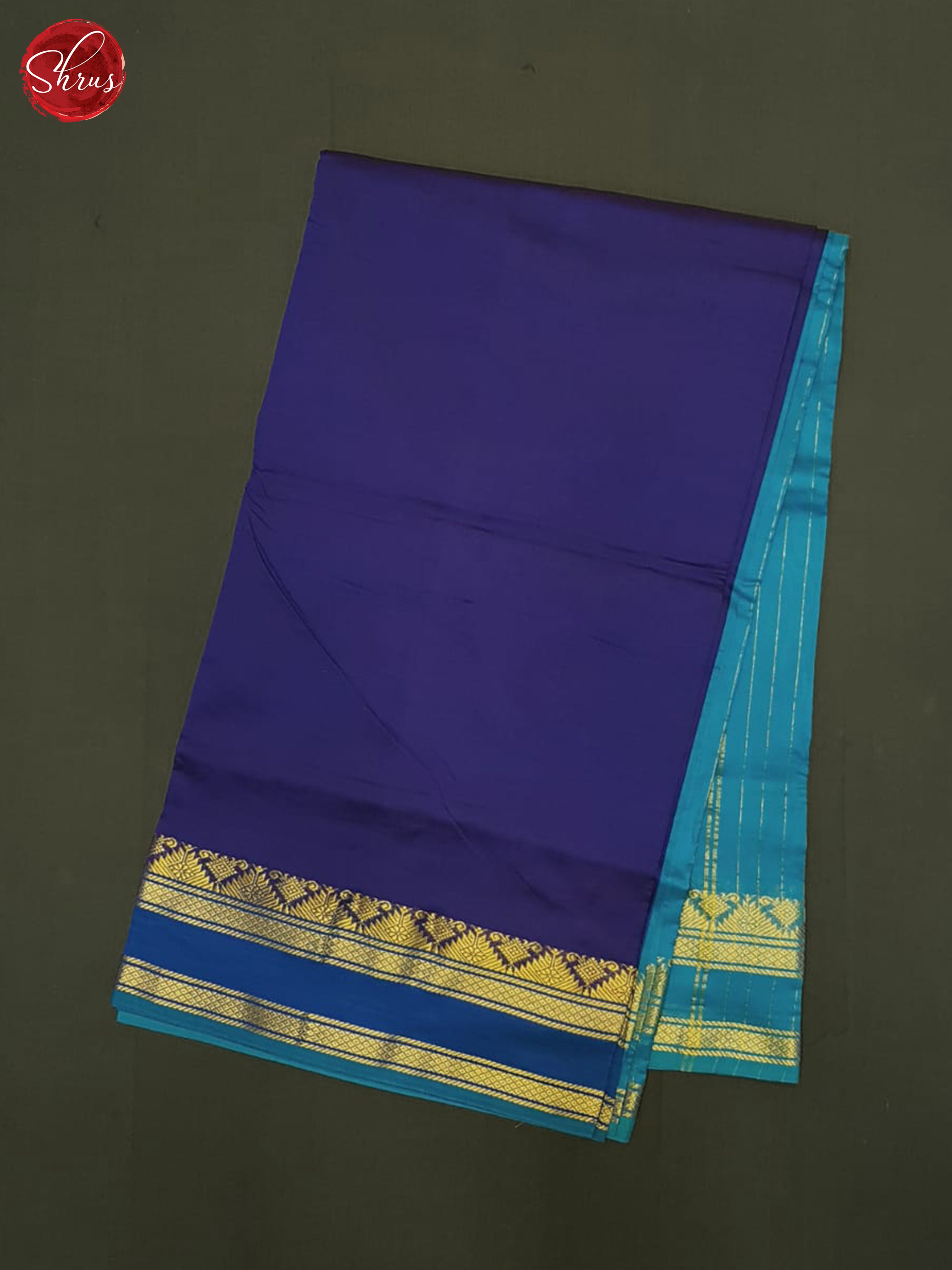 Blue & Light Blue- Silk Cotton Half-pure Saree - Shop on ShrusEternity.com