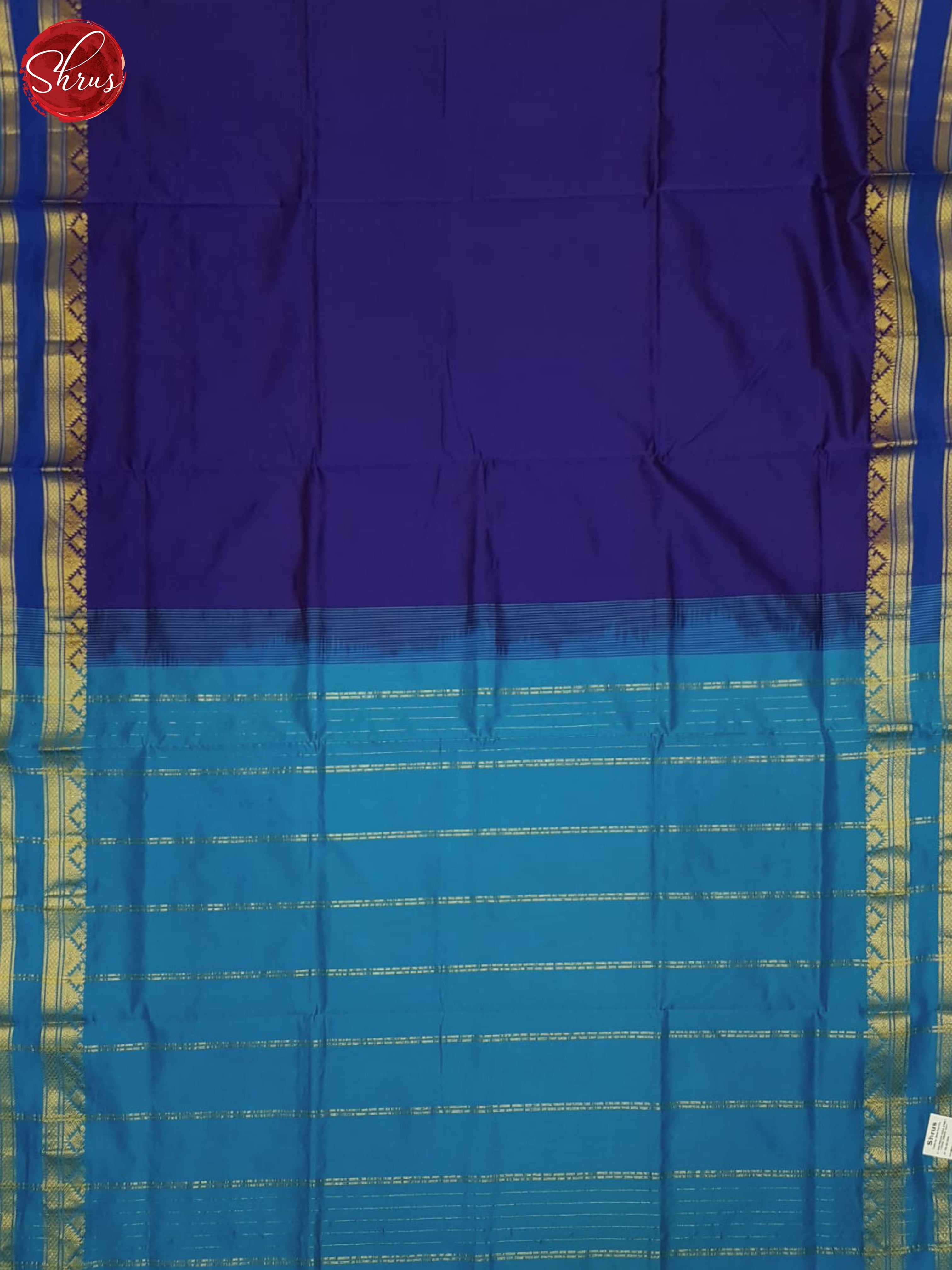 Blue & Light Blue- Silk Cotton Half-pure Saree - Shop on ShrusEternity.com