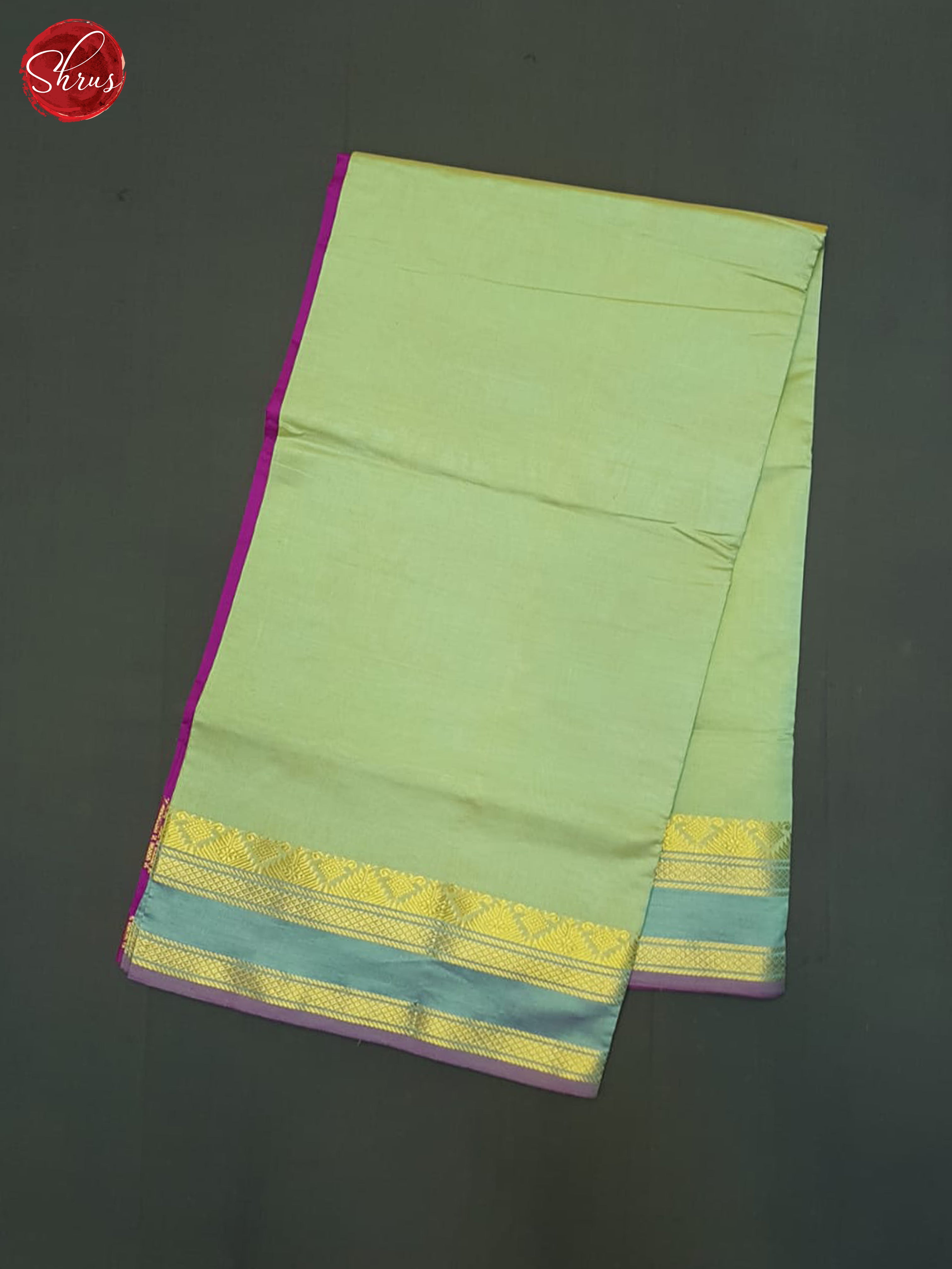 Green And Purple- Silk cotton Half-pure Saree - Shop on ShrusEternity.com